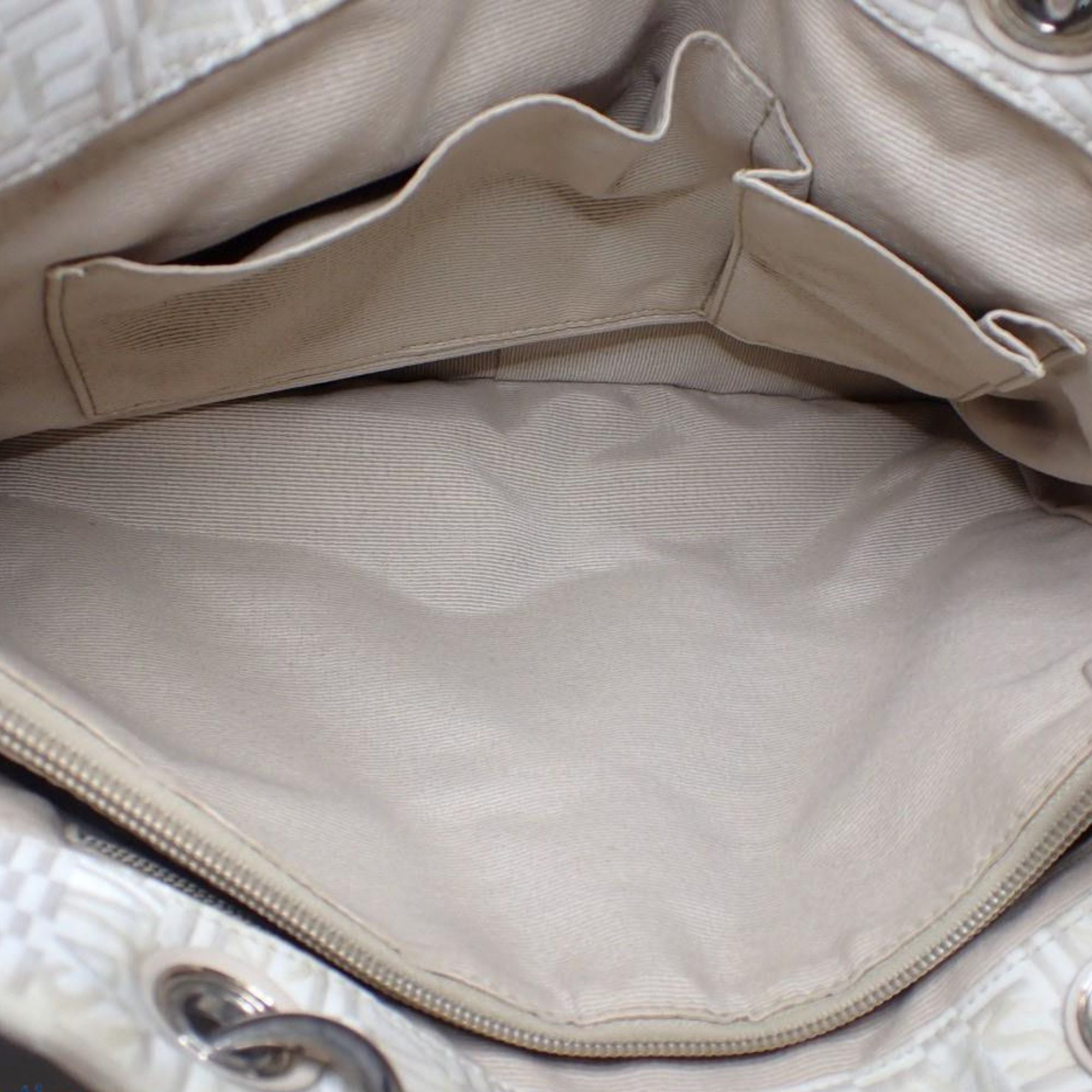 Bolso tote Salvatore Ferragamo beige jacquard monograma con detalles en piel