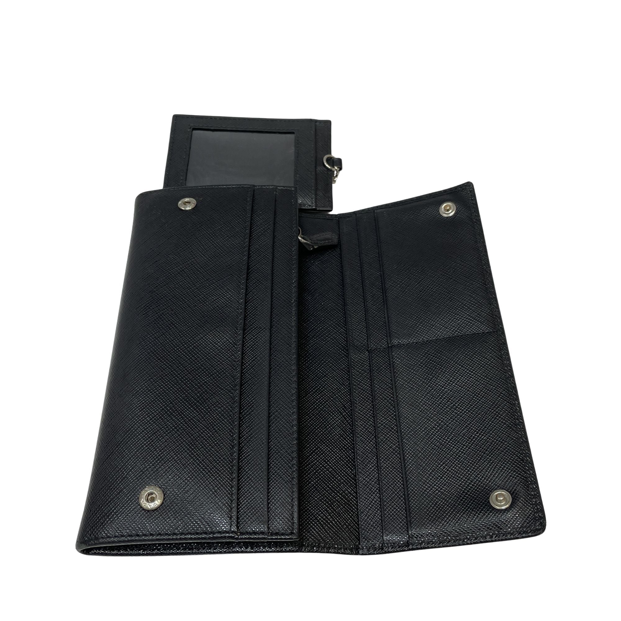 Cartera Prada Saffiano Negra con Cadena y Tarjetero