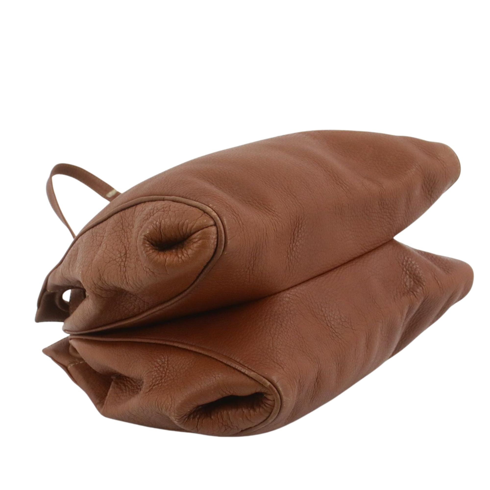 Bolso bucket vintage Loewe en piel marrón coñac con logo Anagrama