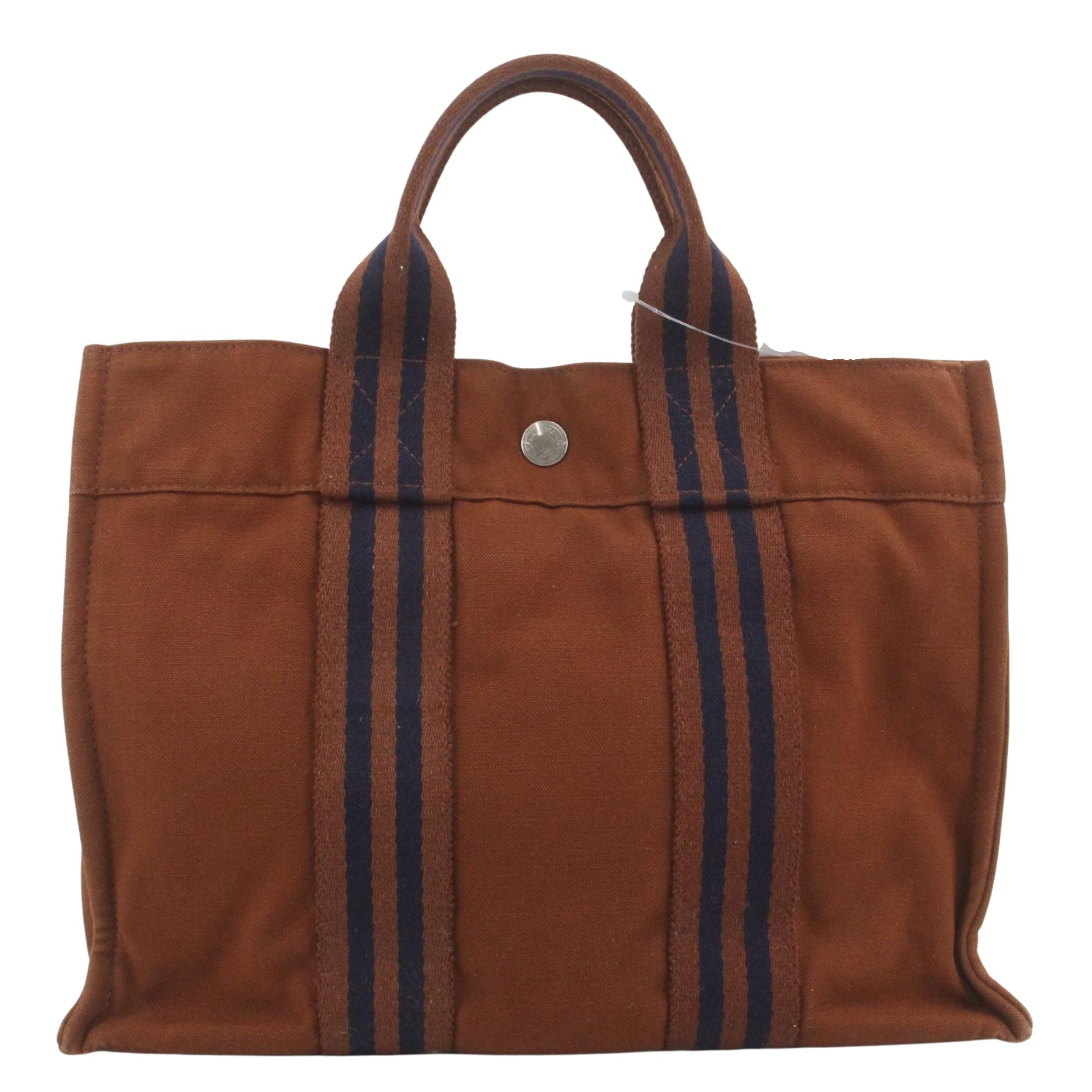 Hermès Fourre-Tout PM Canvas Marrón y Azul Marino