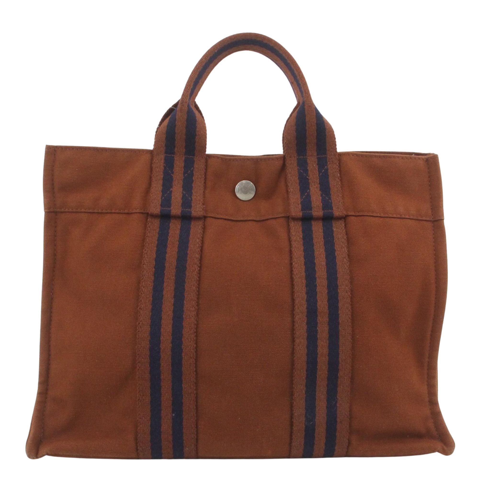 Hermès Fourre-Tout PM Canvas Marrón y Azul Marino
