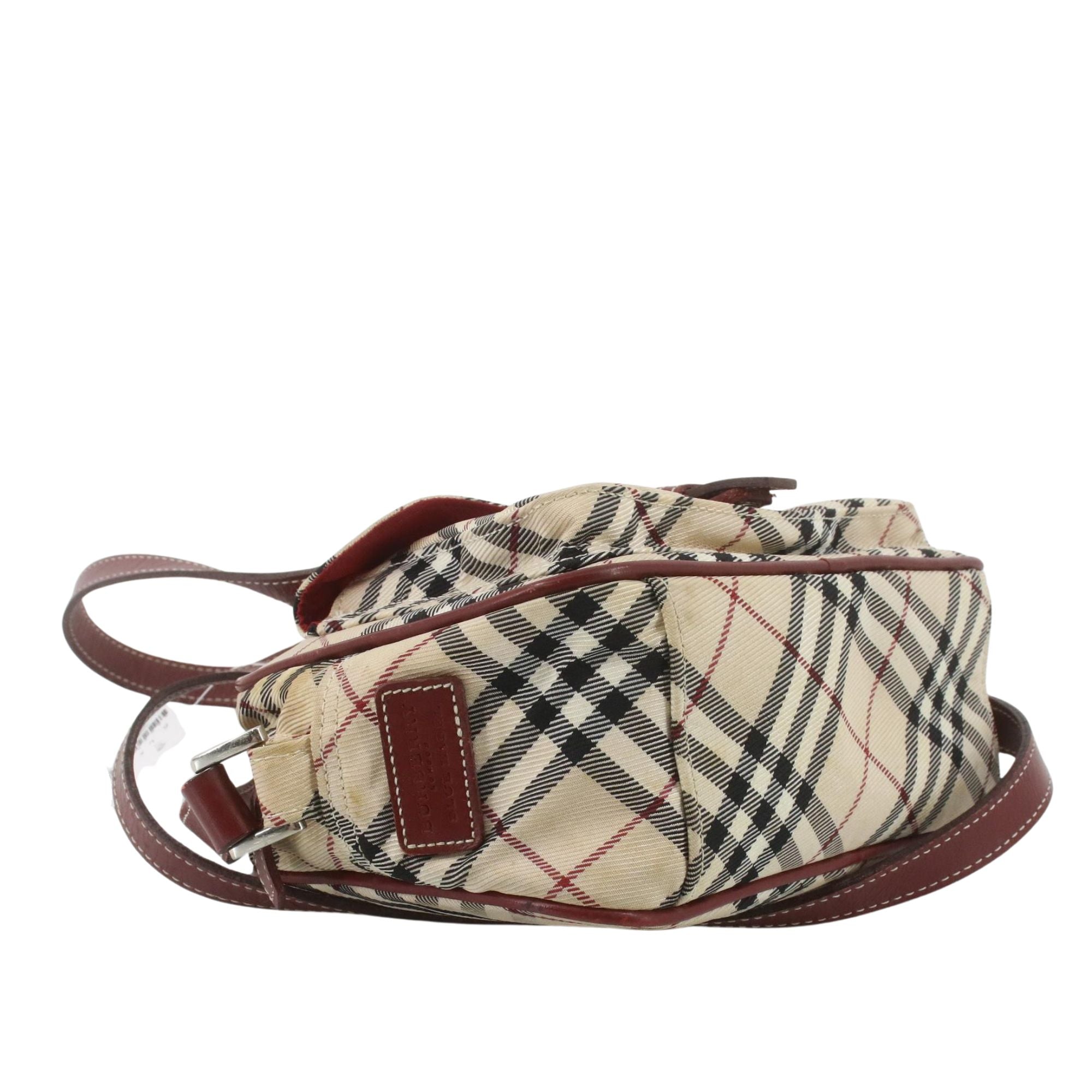 Burberry Blue Label Bandolera Canvas Nova Check Beige y Burdeos