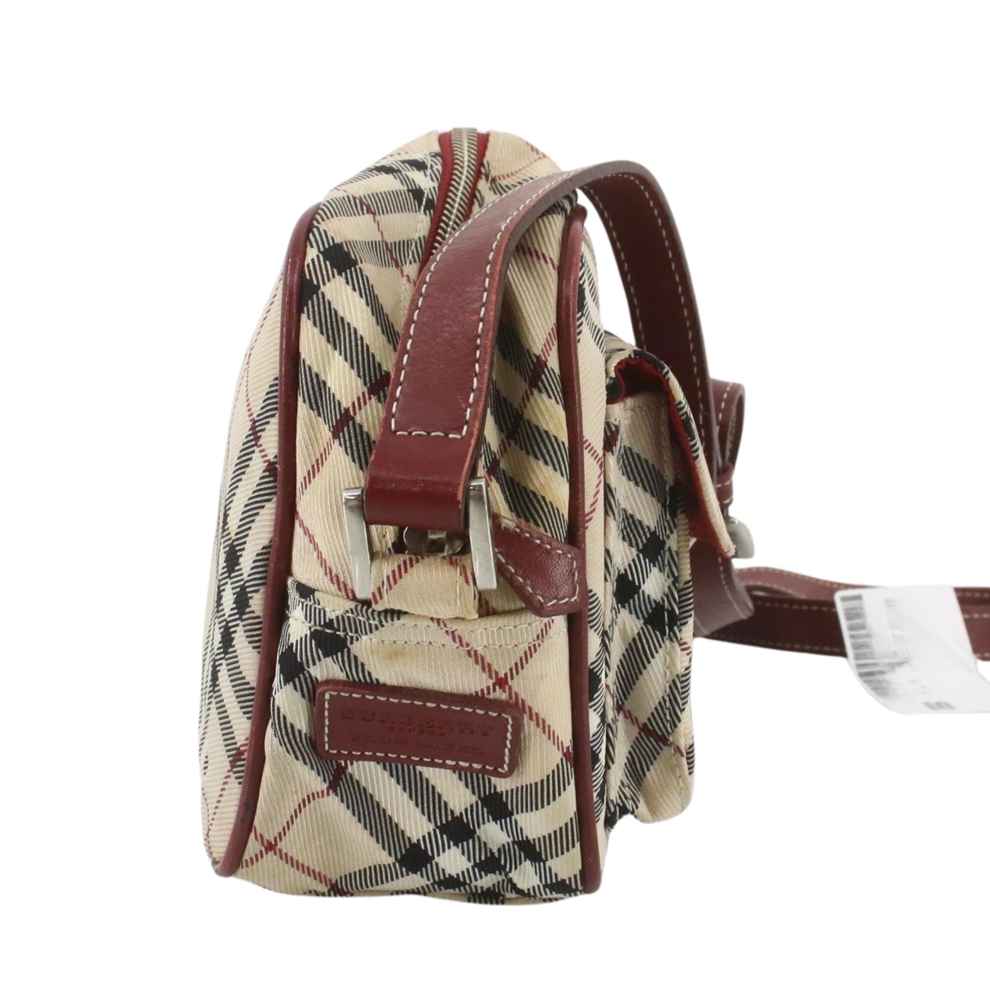 Burberry Blue Label Bandolera Canvas Nova Check Beige y Burdeos