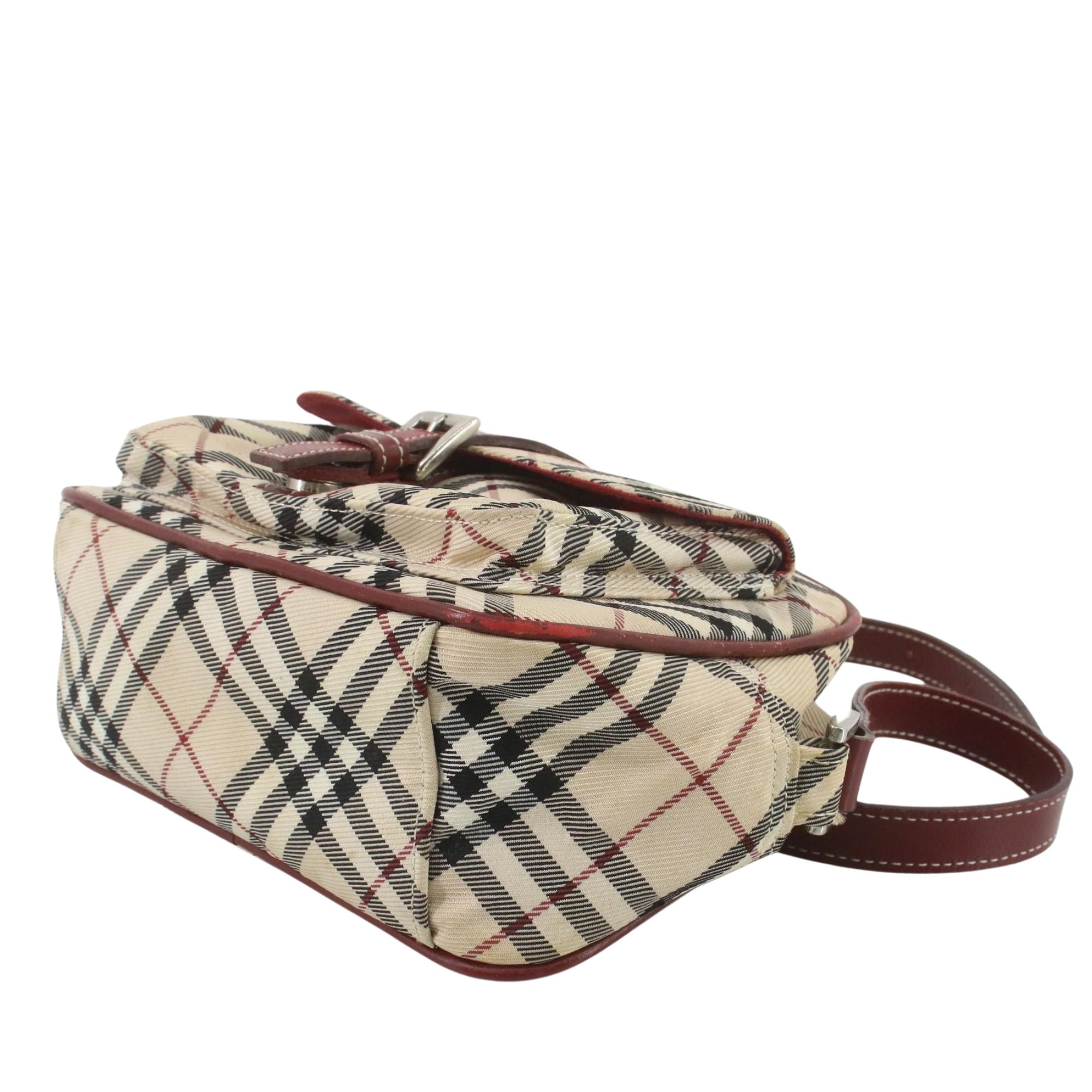 Burberry Blue Label Bandolera Canvas Nova Check Beige y Burdeos