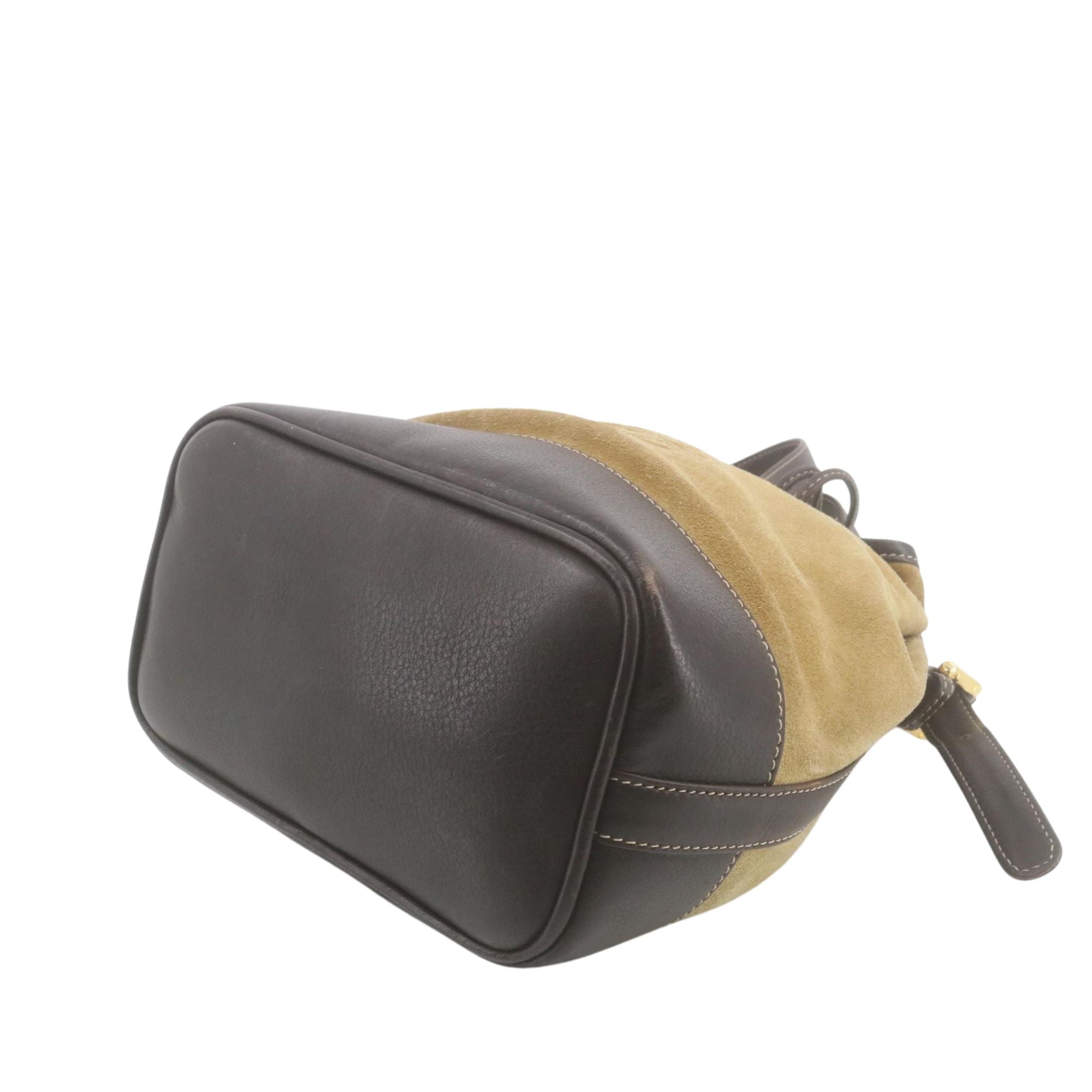 Loewe Bolso Bucket Vintage Ante Camel y Piel Marrón