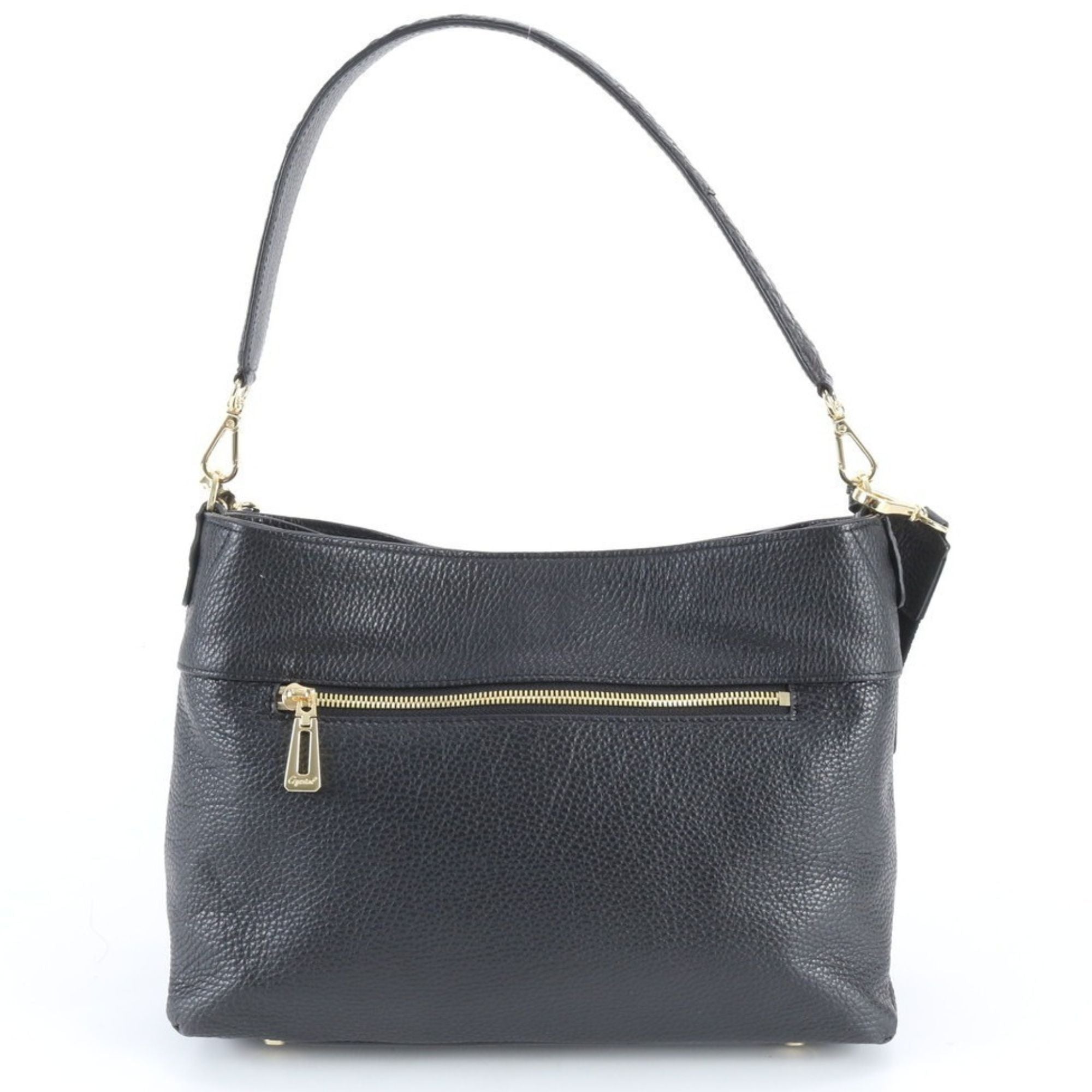Leather Jewells Bolso Hobo Negro de Piel con Correa Bandolera y Monedero