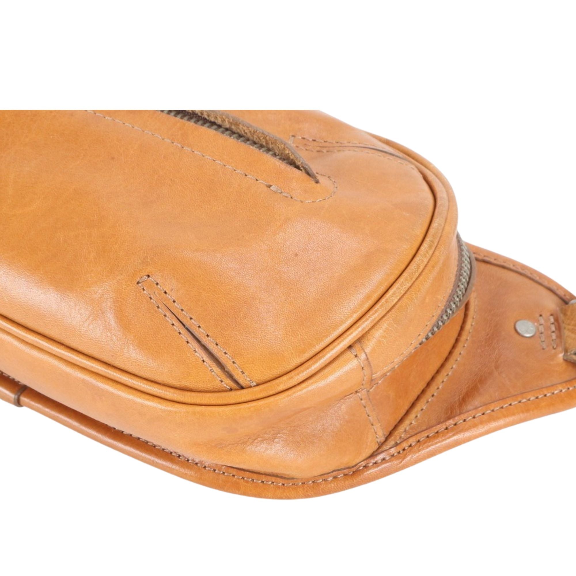 Aniary Riñonera Bandolera de Piel Natural Camel Made in Japan