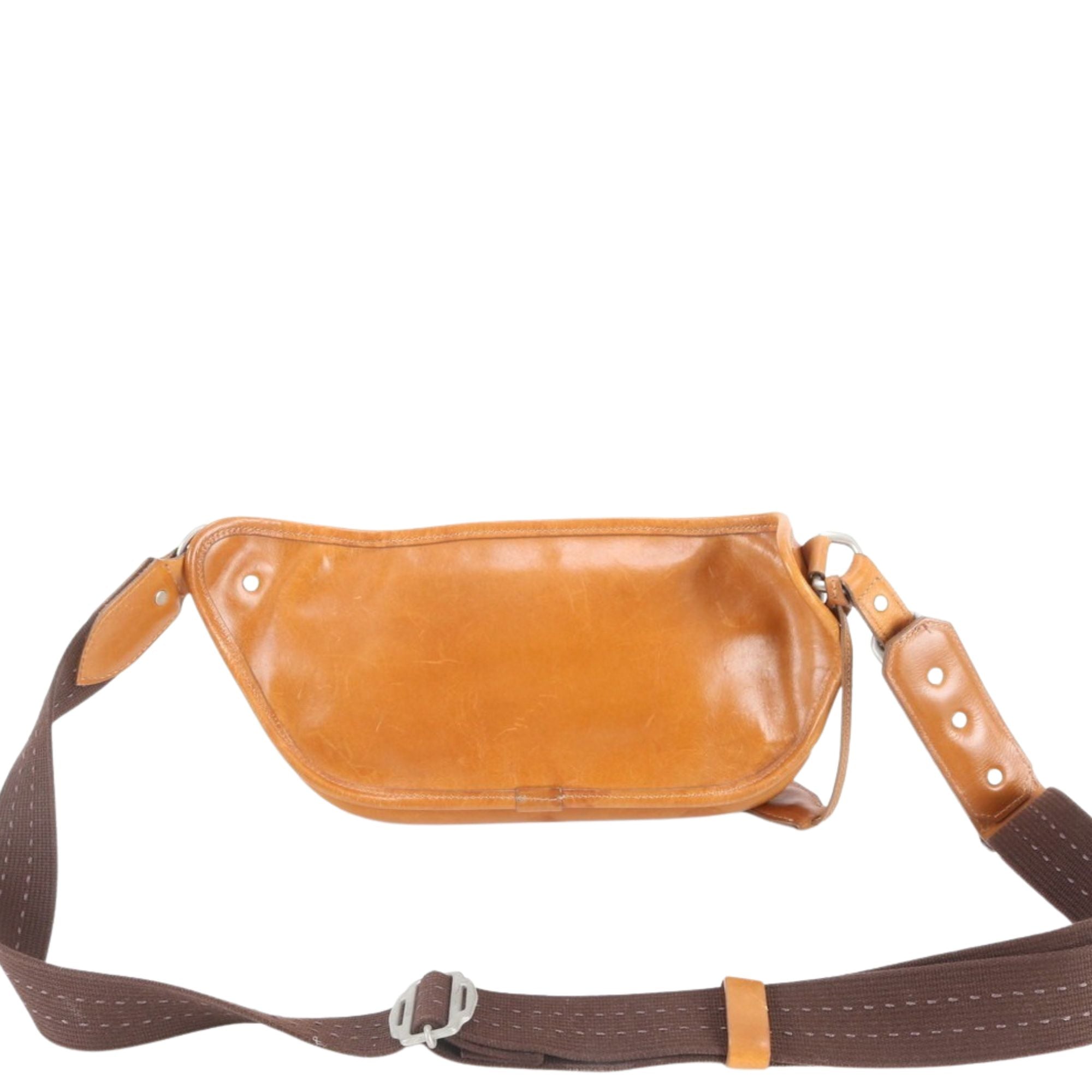 Aniary Riñonera Bandolera de Piel Natural Camel Made in Japan