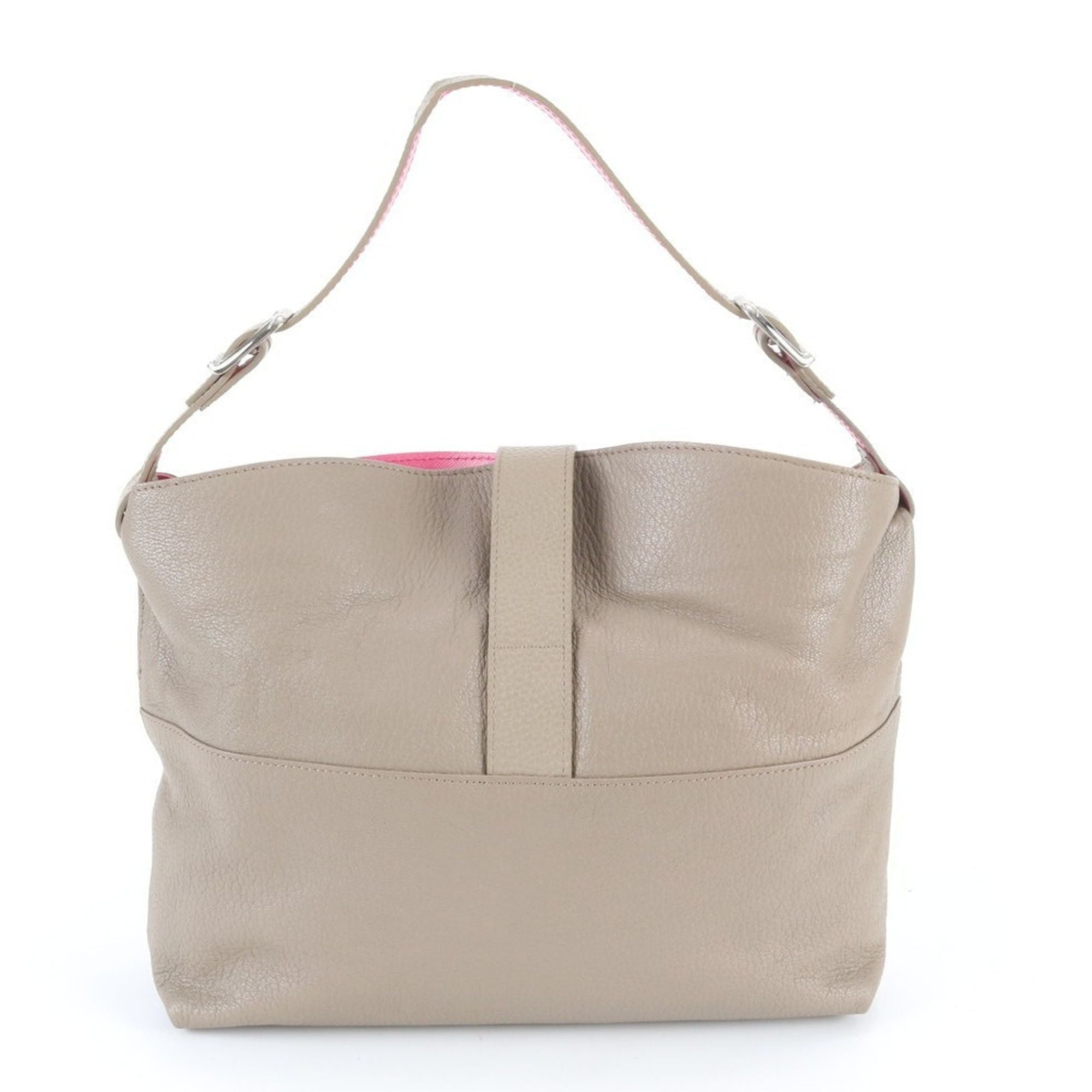 ADMJ Accessoires De Mademoiselle Hobo Bag de Piel Beige con Interior Rosa Made in Japan