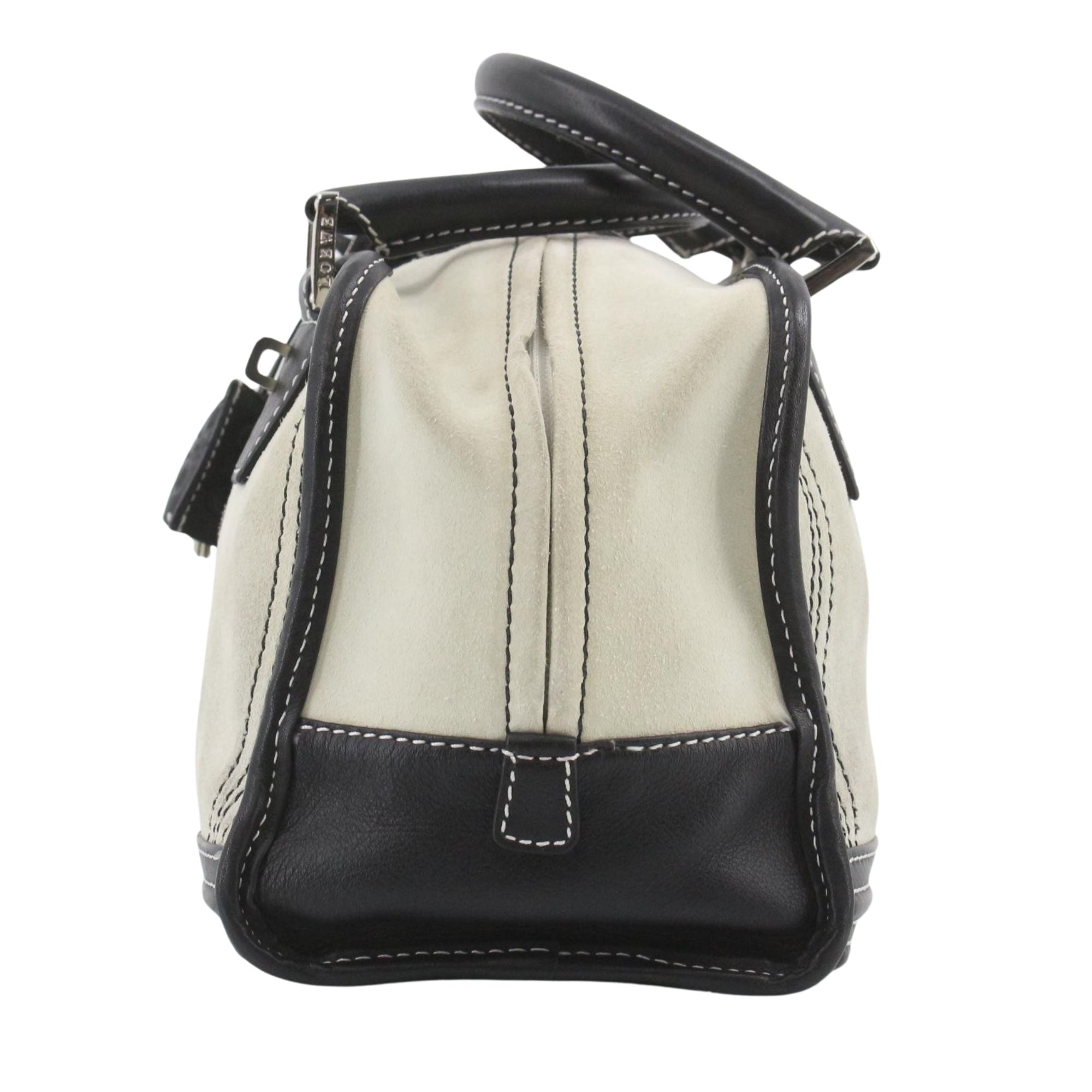 Bolso Loewe Amazona 28 Blanco Marfil y Negro en Ante y Piel