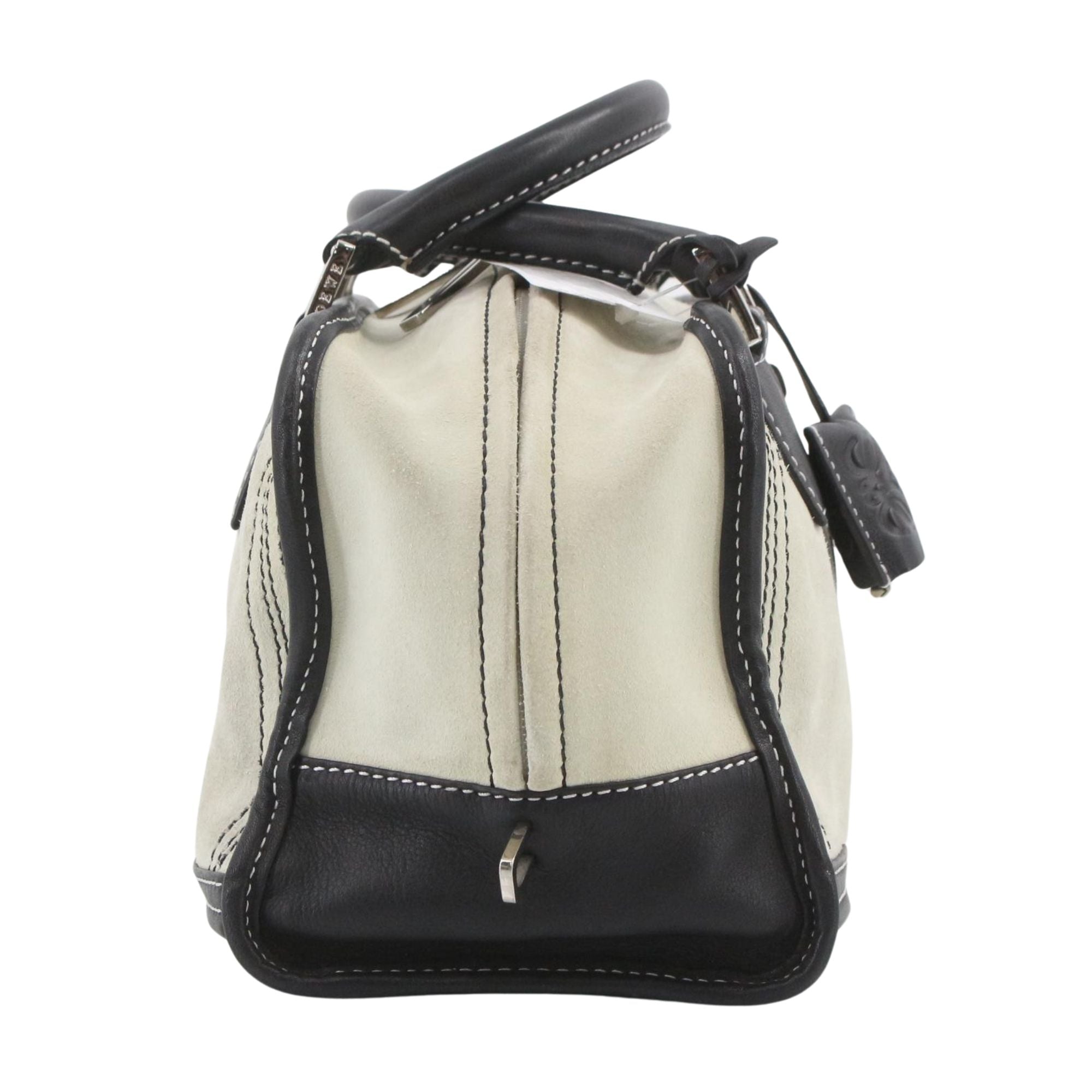 Bolso Loewe Amazona 28 Blanco Marfil y Negro en Ante y Piel