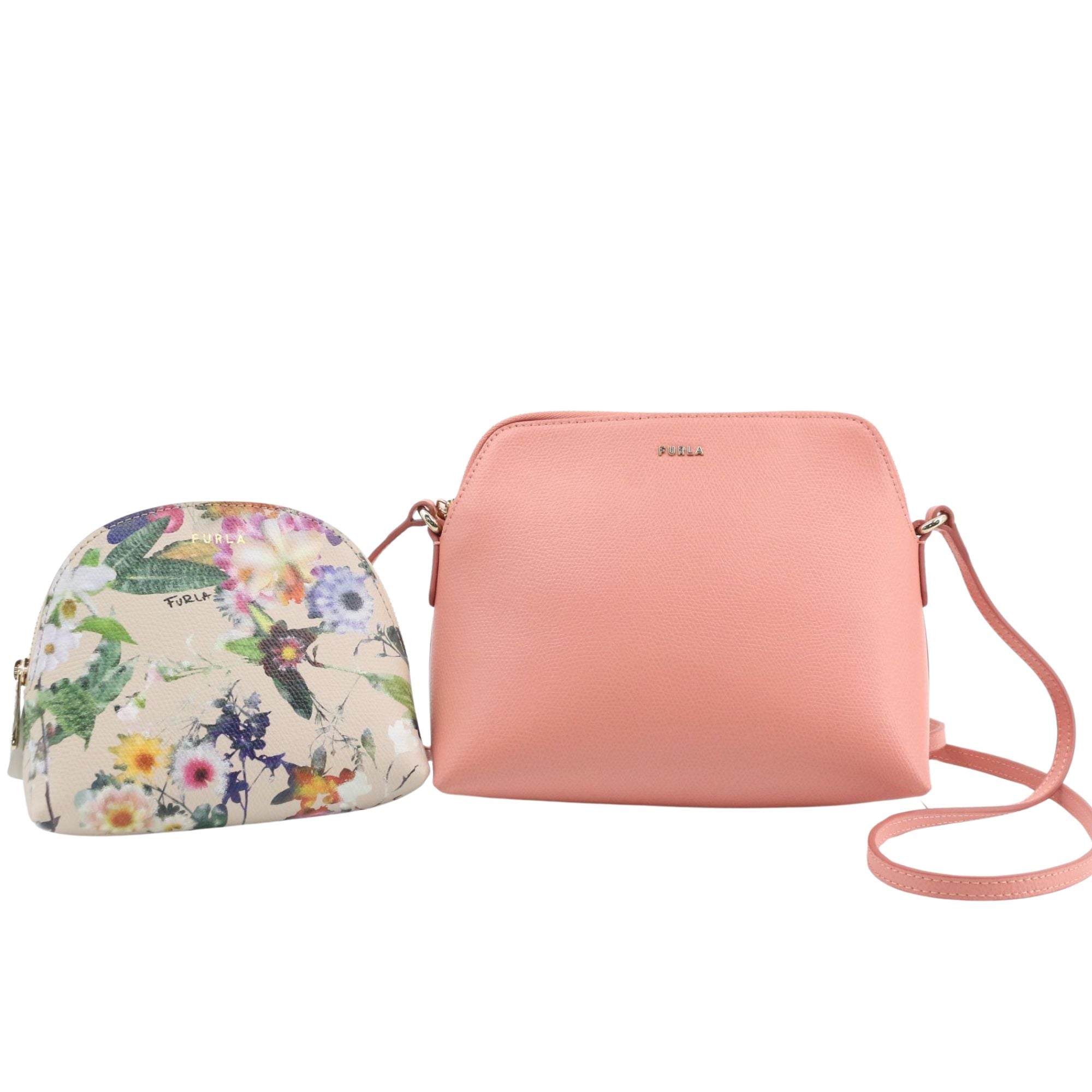 Furla Shoulder Bag Rosa con Pouch Floral