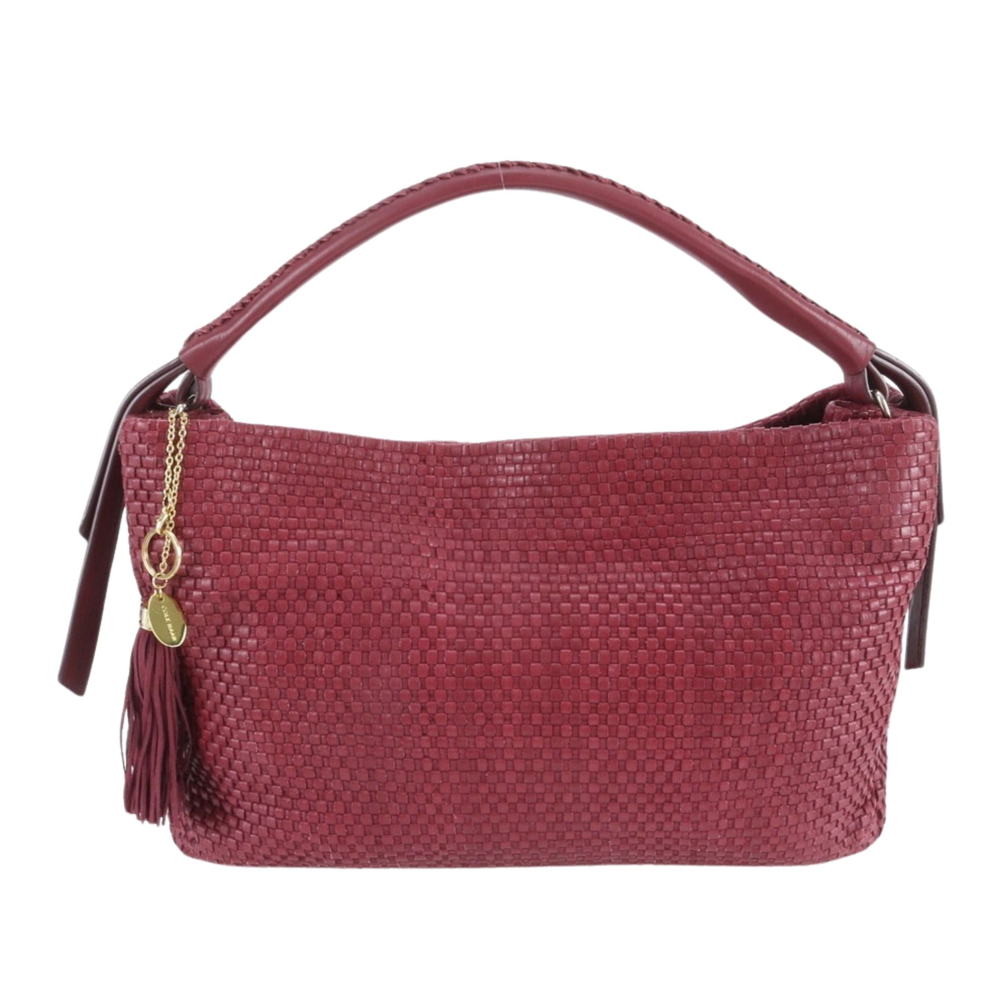 Cole Haan bolso de piel trenzada color burdeos