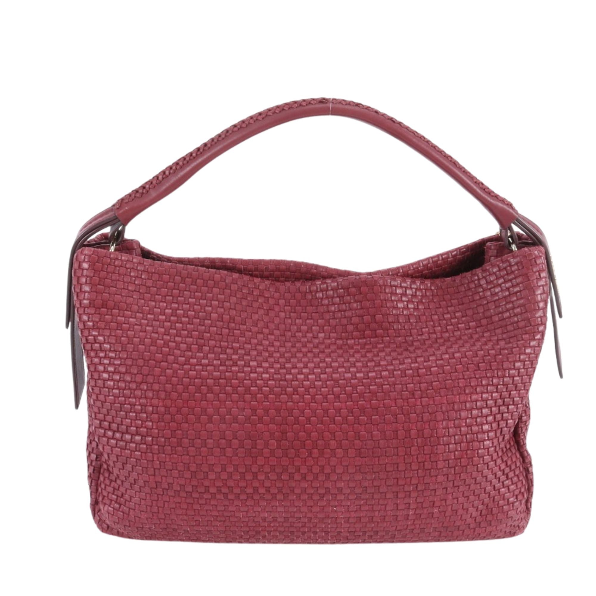 Cole Haan bolso de piel trenzada color burdeos