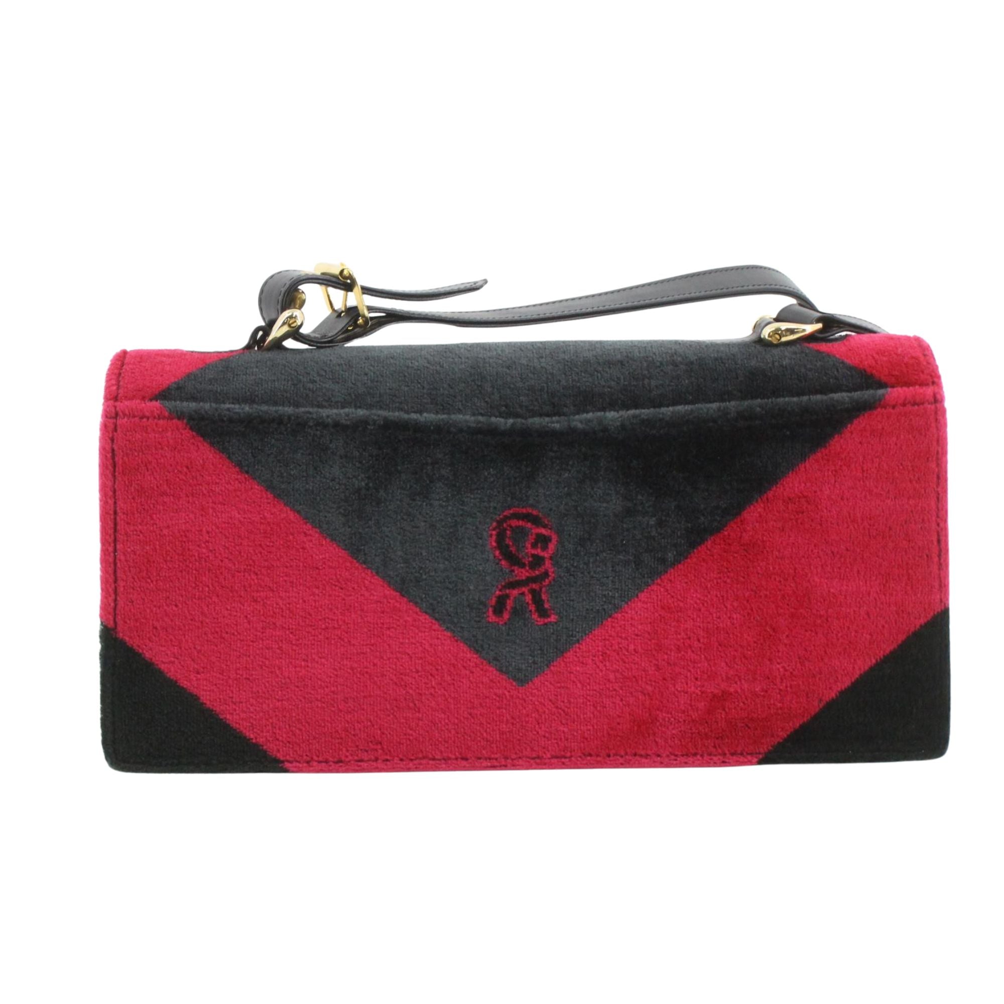 Roberta di Camerino Vintage Velvet Bag Negro y Burdeos con Monedero Original