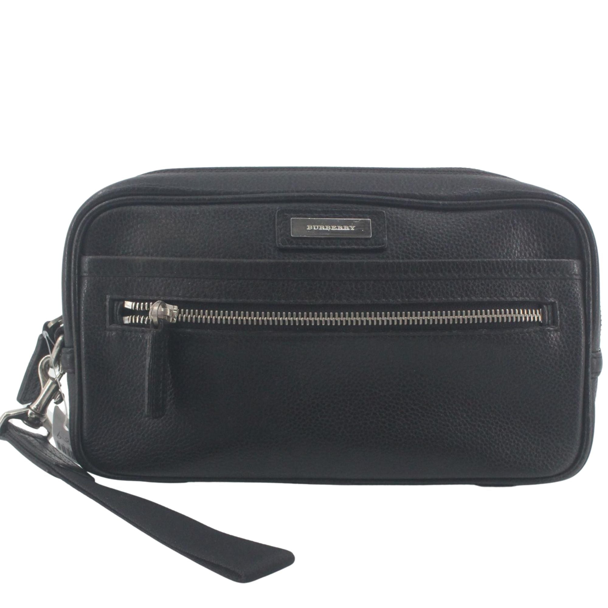 Bolso de mano Burberry para caballero en piel negra granulada