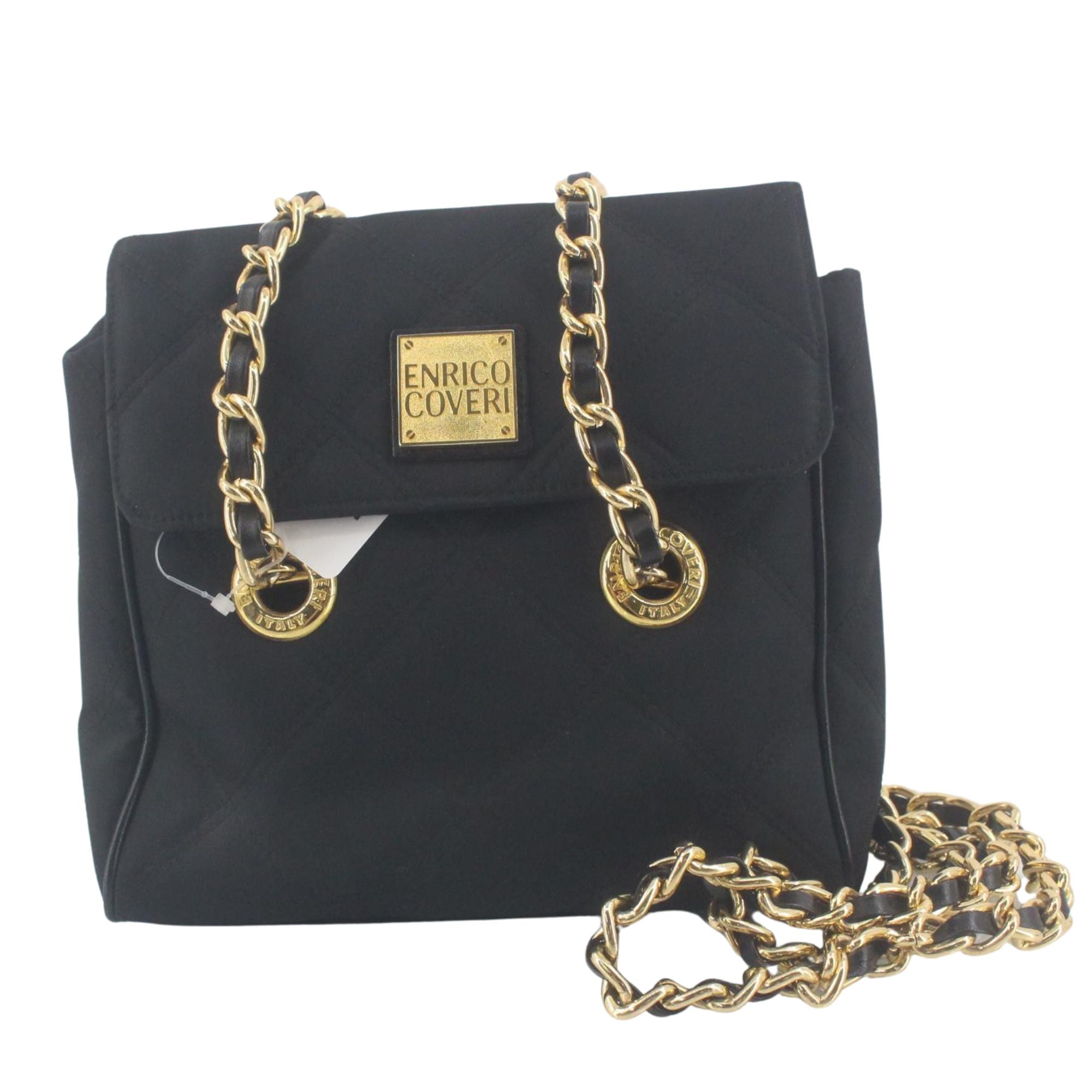 Bolso Vintage Enrico Coveri Negro con Cadena Dorada