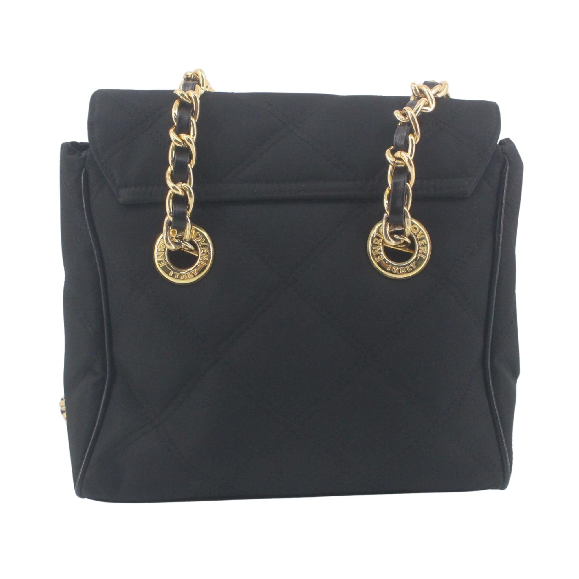 Bolso Vintage Enrico Coveri Negro con Cadena Dorada