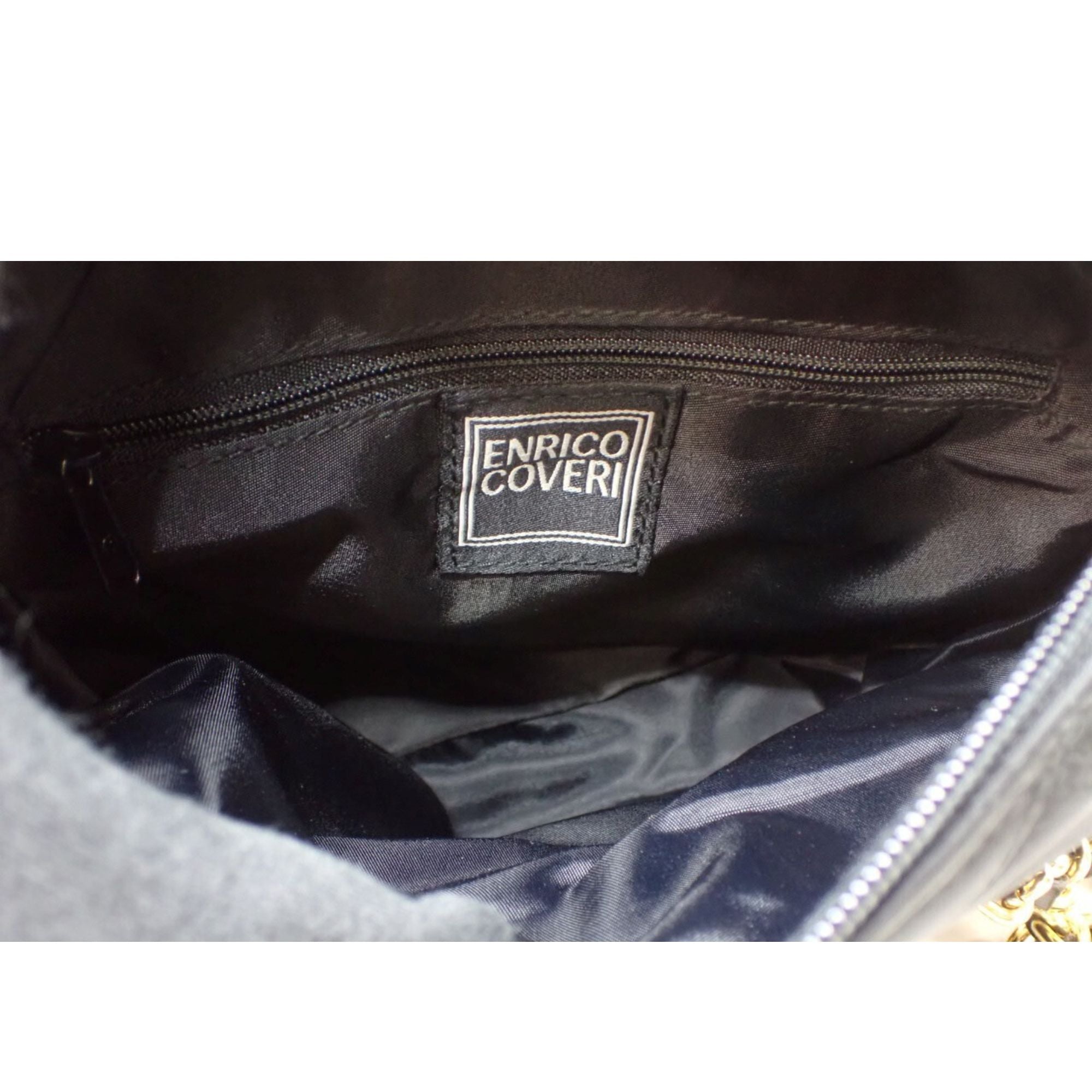 Bolso Vintage Enrico Coveri Negro con Cadena Dorada