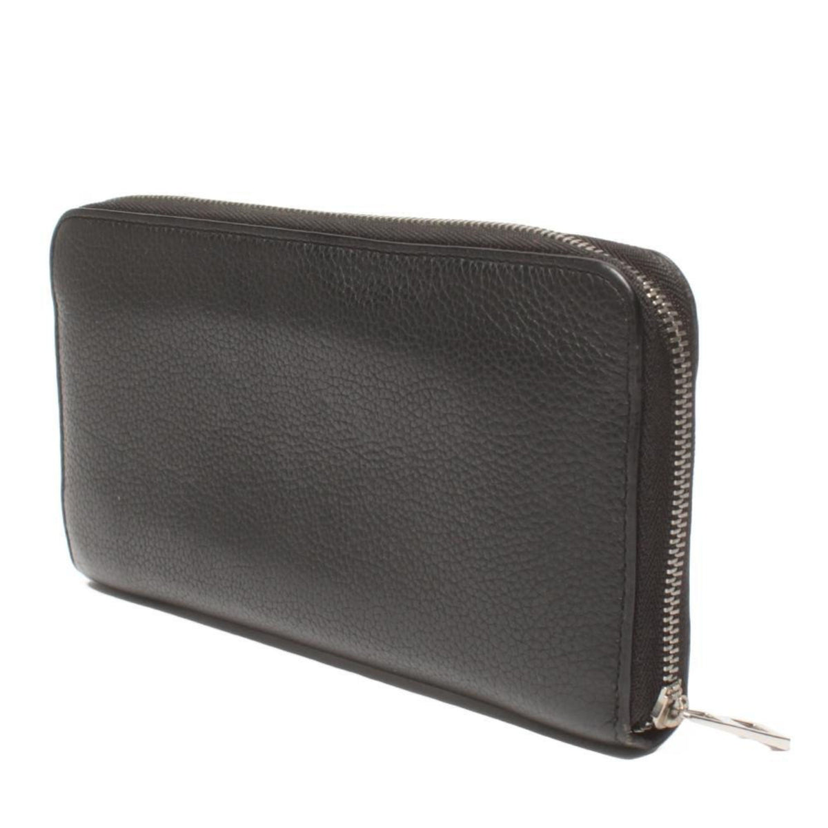Loewe – Cartera larga de piel negra granulada con cremallera y anagrama