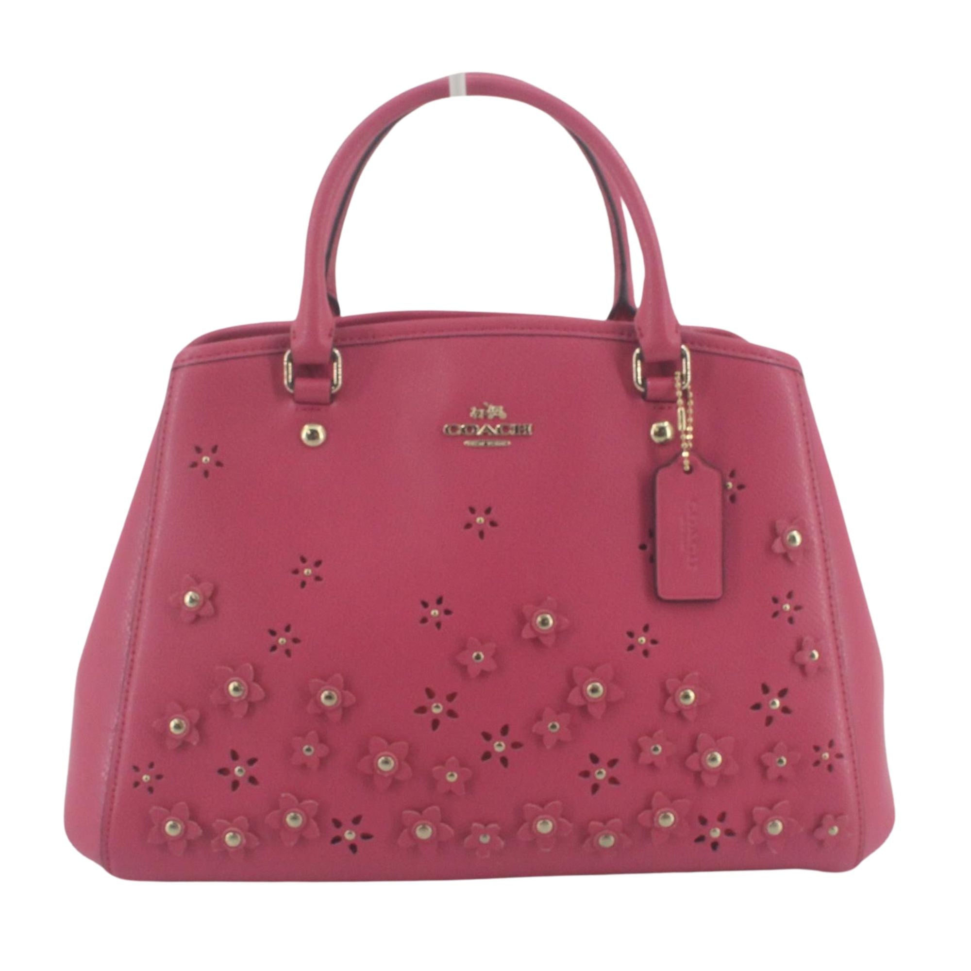 Bolso Coach Prairie Satchel Rosa con Flores 3D | Piel Granulada y Bandolera