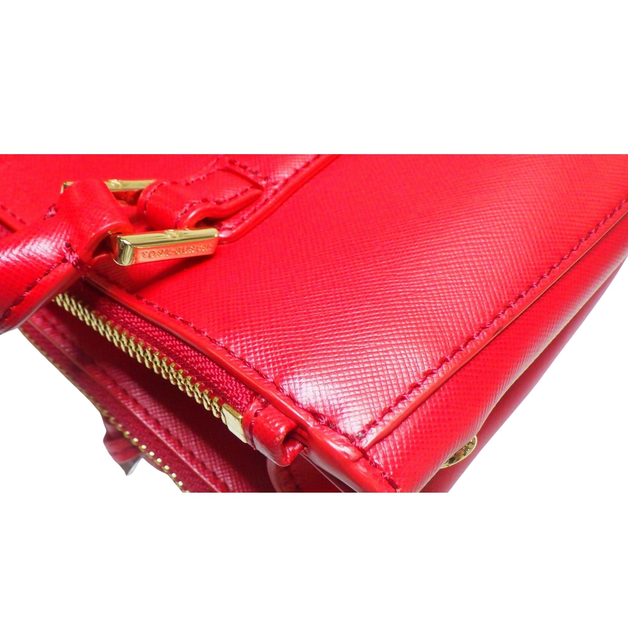 Tory Burch Bolso de Mano Tote Rojo de Piel Saffiano con Herrajes Dorados