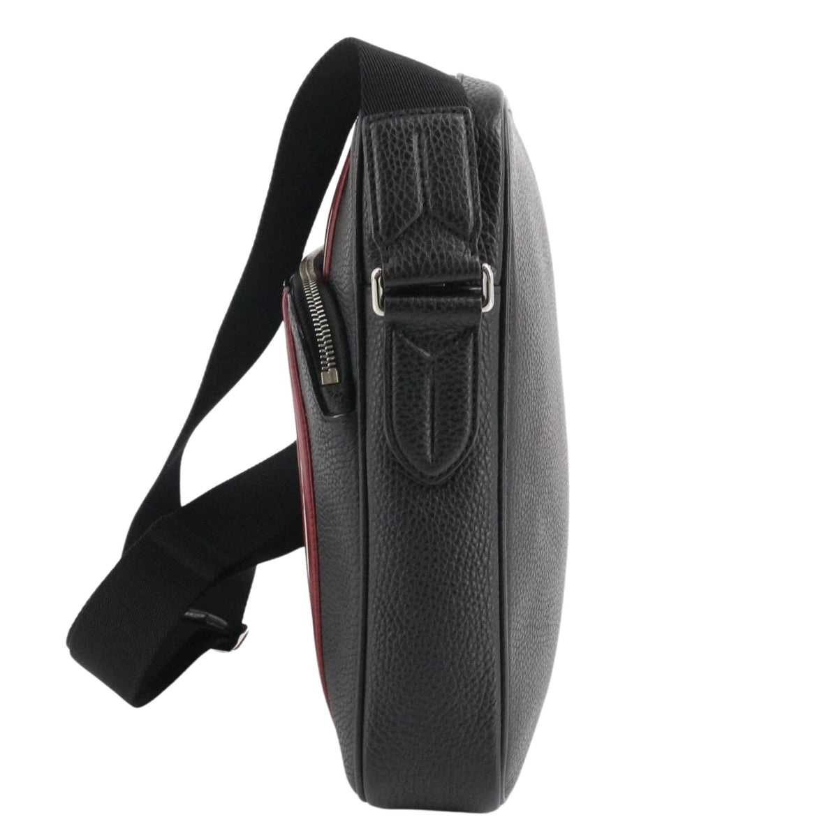 Bally – Bolso bandolera de piel negra con franjas rojas y blancas