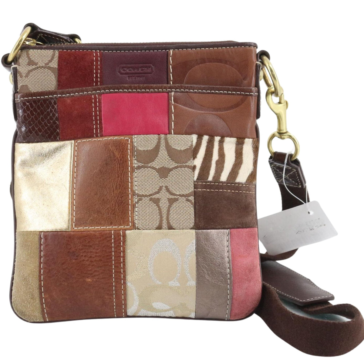 Coach Patchwork – Bolso bandolera de piel y tejido Signature multicolor