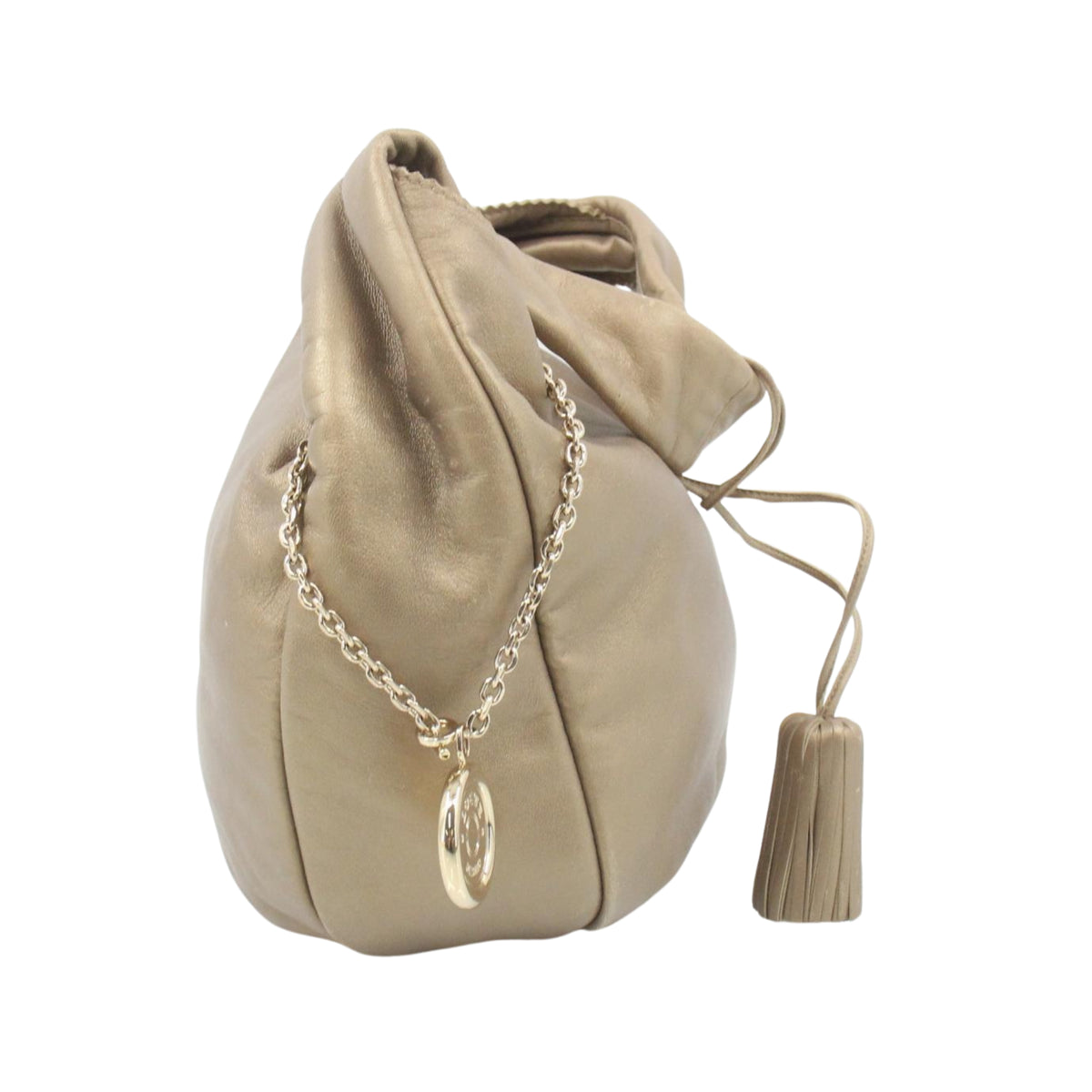 Loewe Anagram Hobo Vintage de Piel Beige con Borla y Medallón Dorado