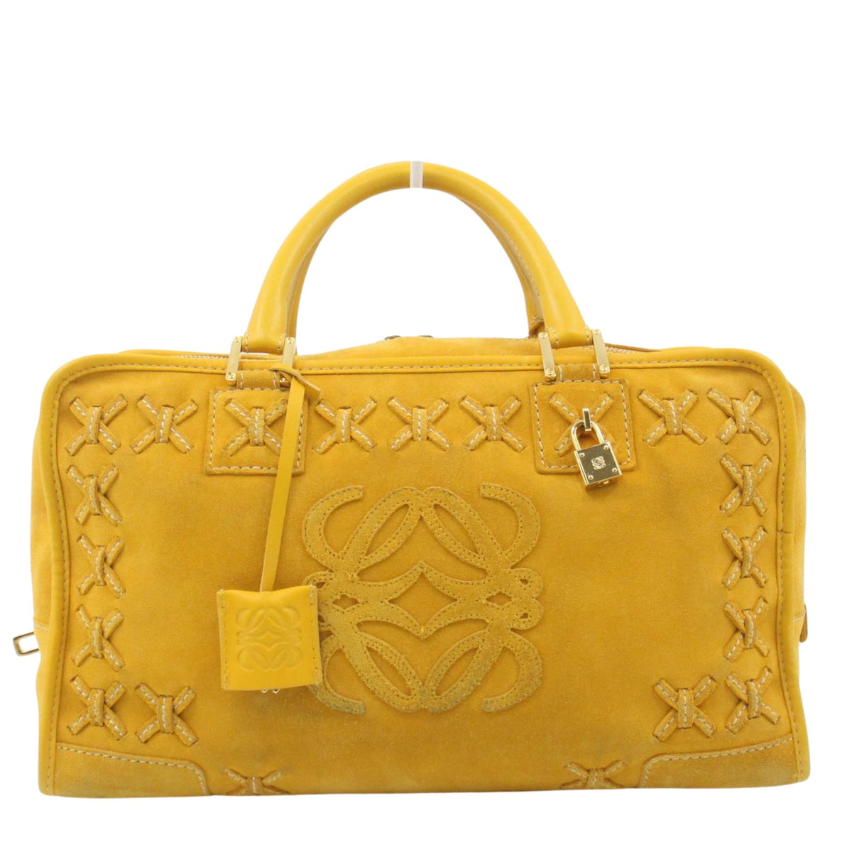 Loewe Amazona Edición Especial 2009 – Bolso de ante amarillo con anagrama y candado dorado