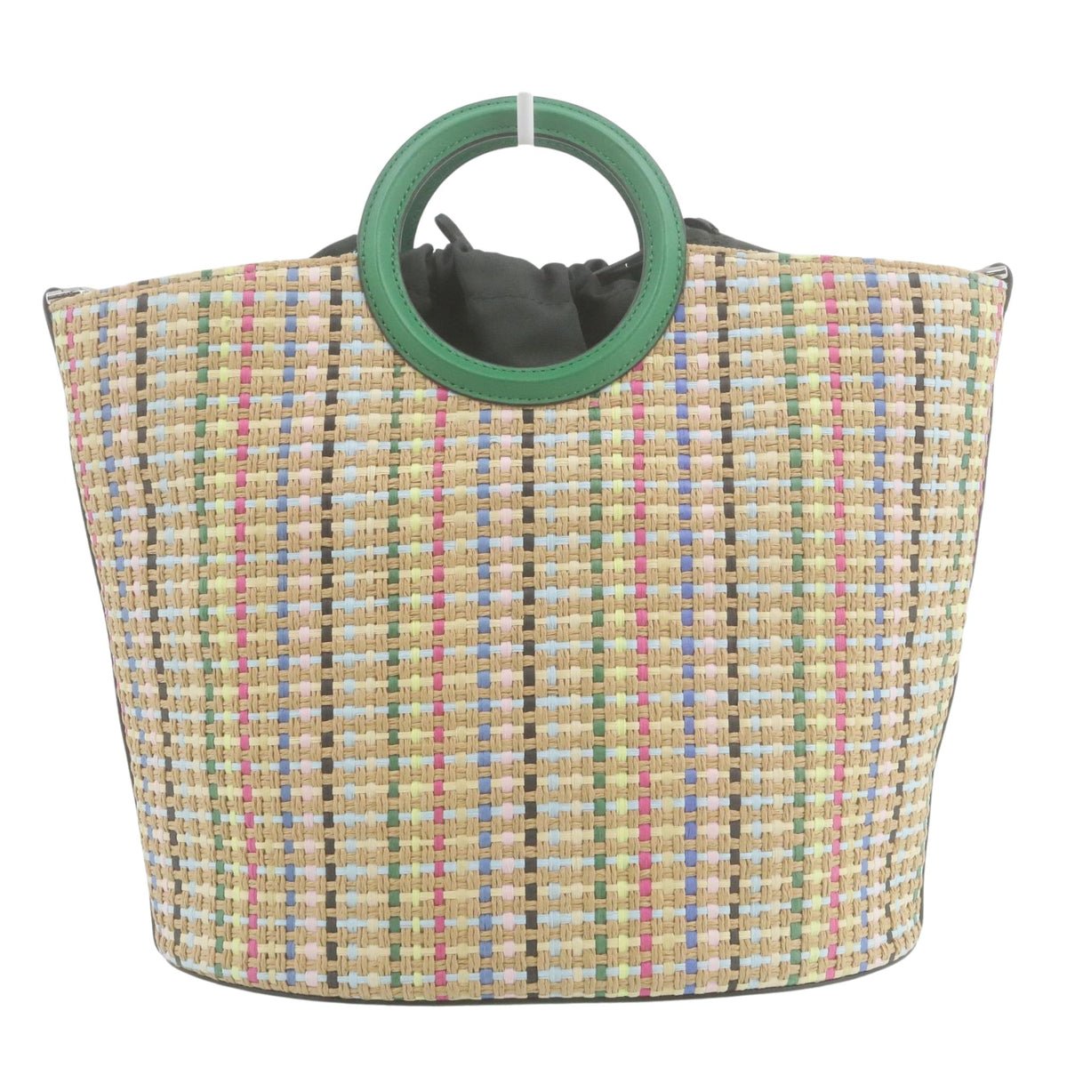Kate Spade New York – Bolso shopper de rafia multicolor con asas verdes