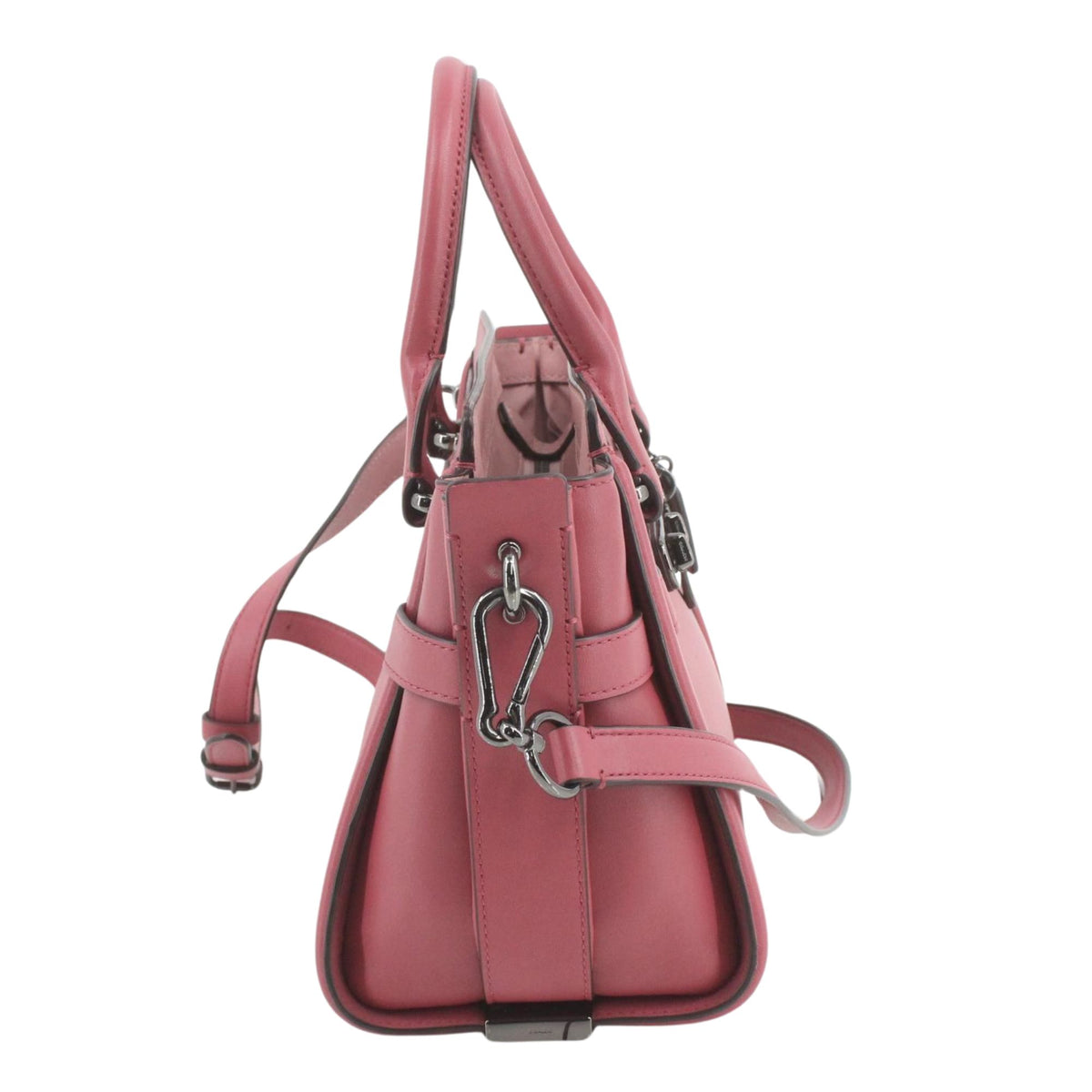 Coach Swagger 27 – Bolso de piel rosa con herrajes plateados y bandolera