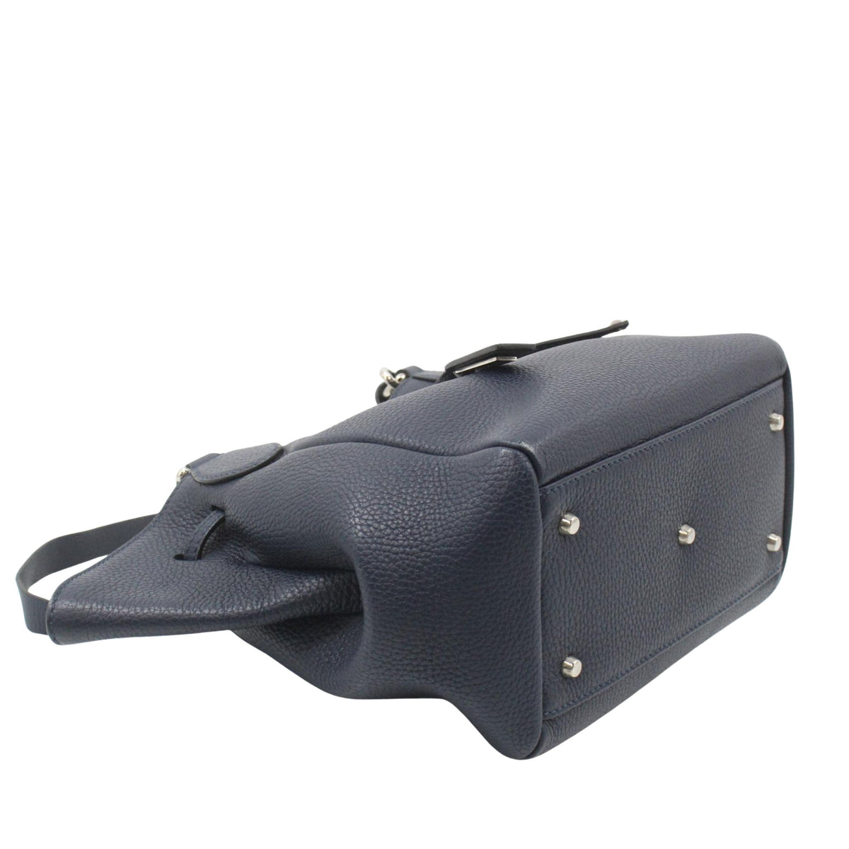 Mauro Governa – Bolso de piel azul marino con asas y bandolera | Made in Italy