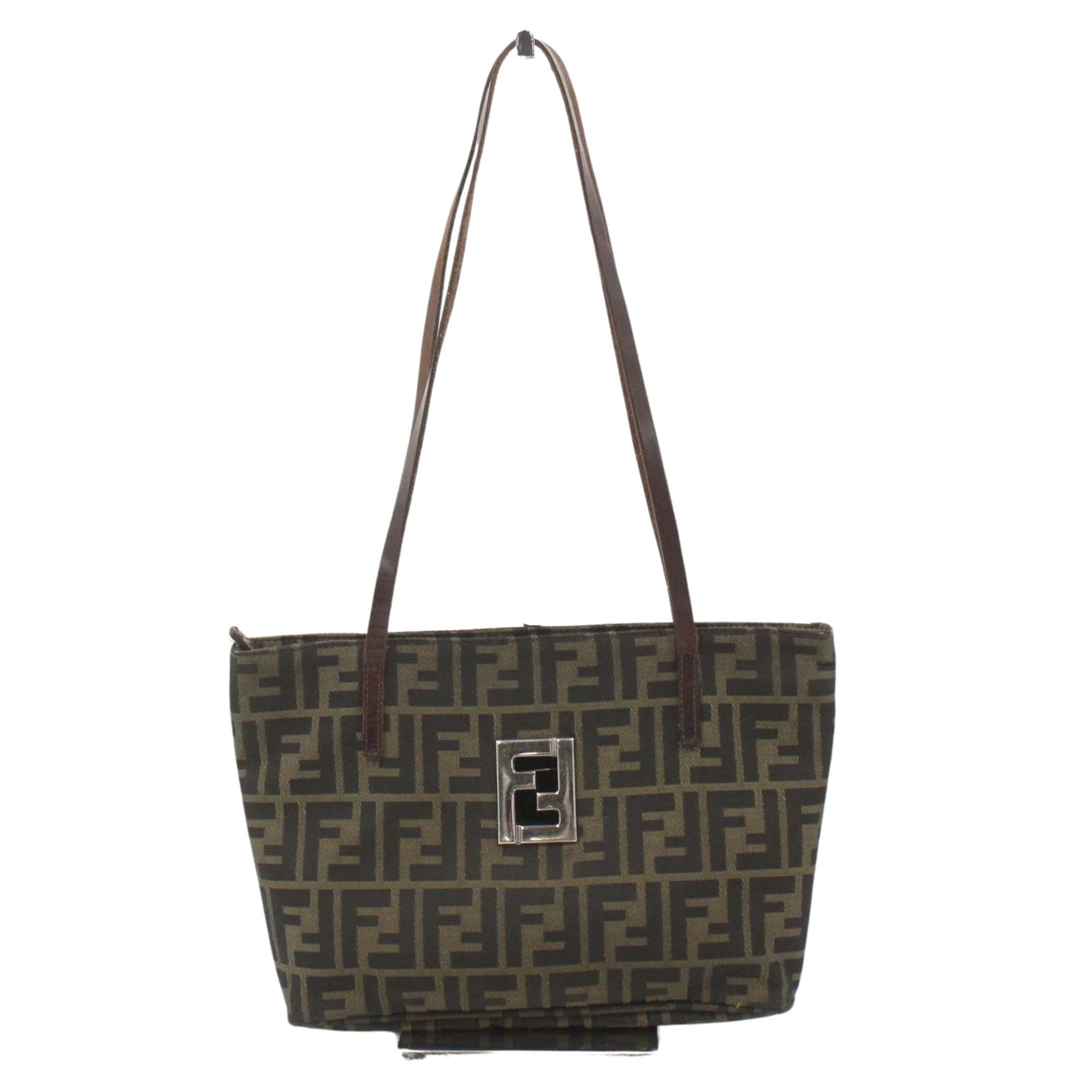 Fendi Zucca Vintage – Bolso Tote de Lona Monogram FF Marrón con Asas de Piel