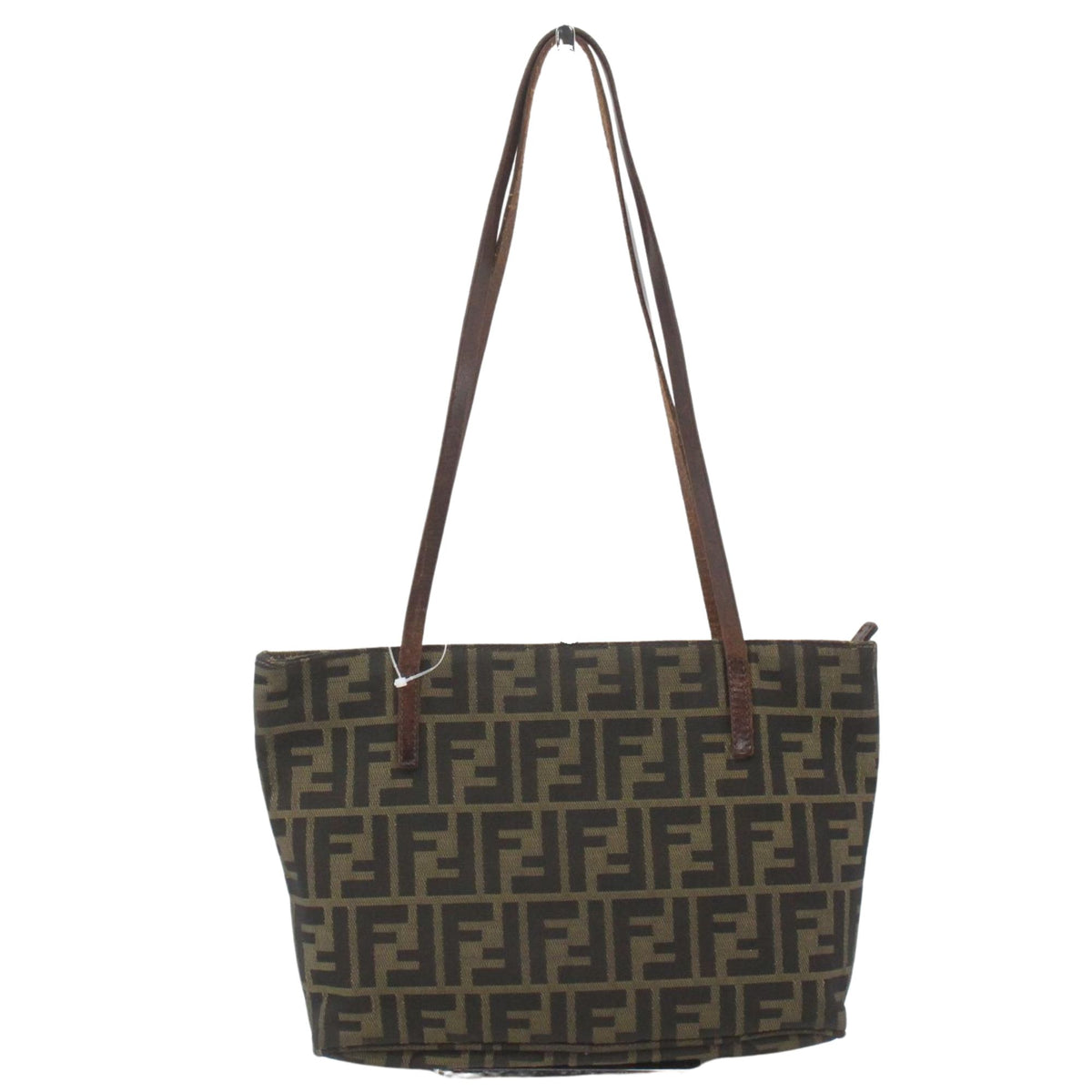 Fendi Zucca Vintage – Bolso Tote de Lona Monogram FF Marrón con Asas de Piel
