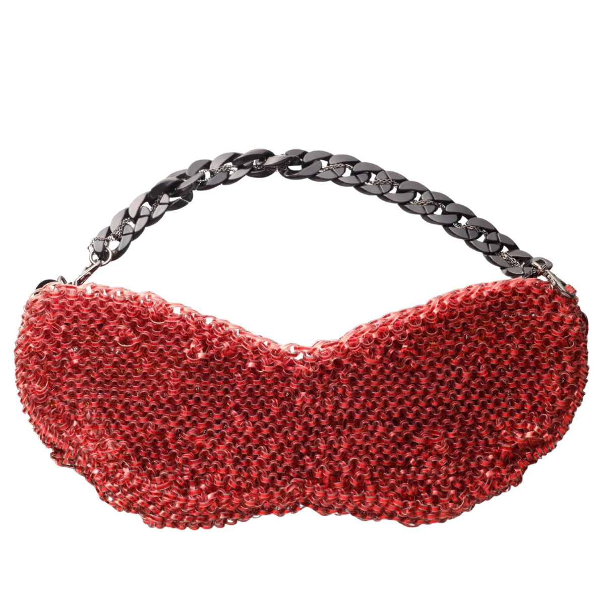 ANTEPRIMA – Bolso de fiesta rojo con forma de labios, cristales y asa de cadena