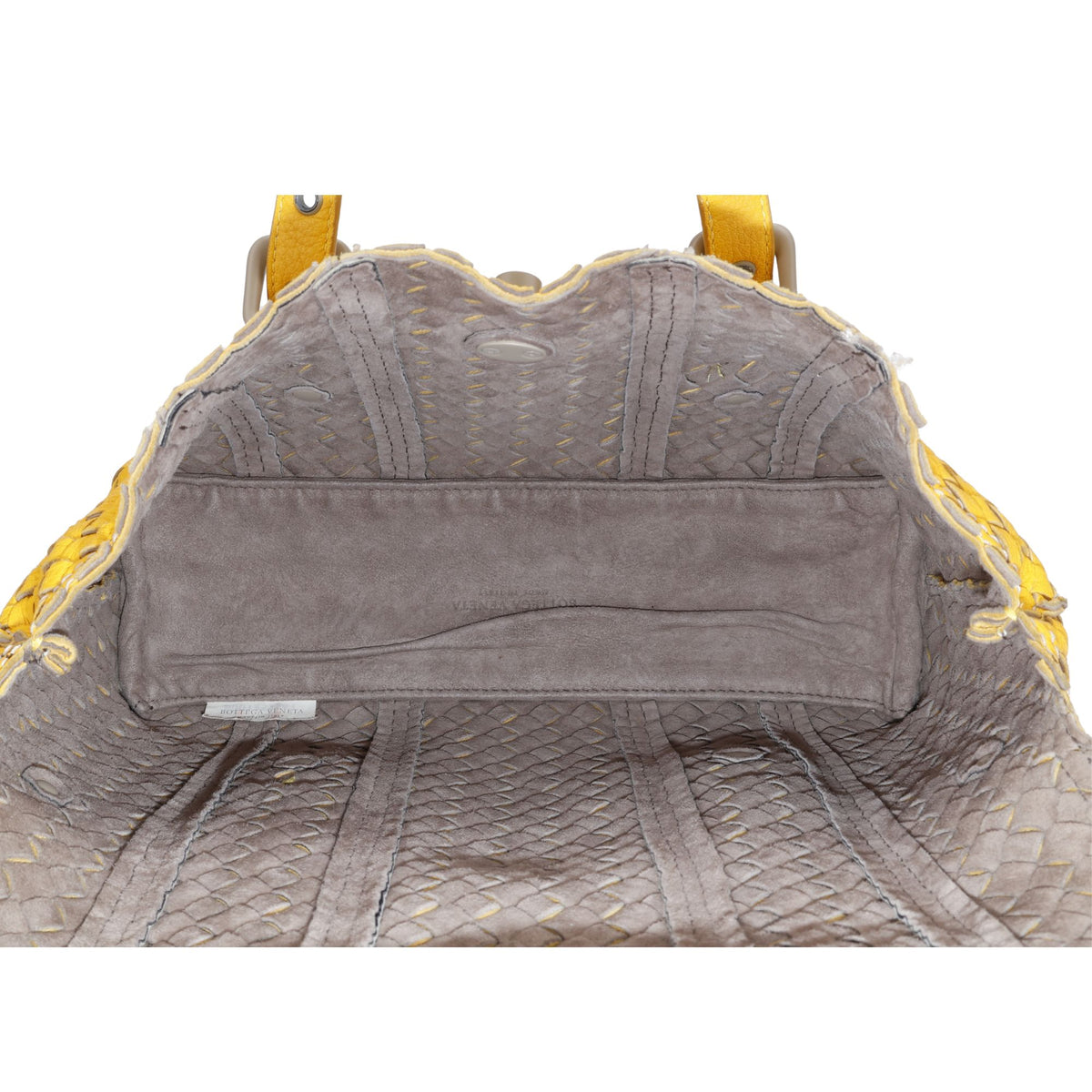 Bottega Veneta Vivo Cervo Intrecciato – Bolso de piel trenzada amarilla con bandolera