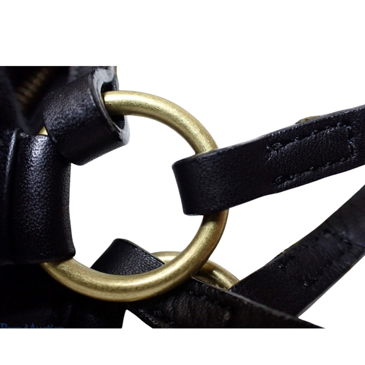 Chloé – Bolso de hombro negro de piel con flores y detalles dorados