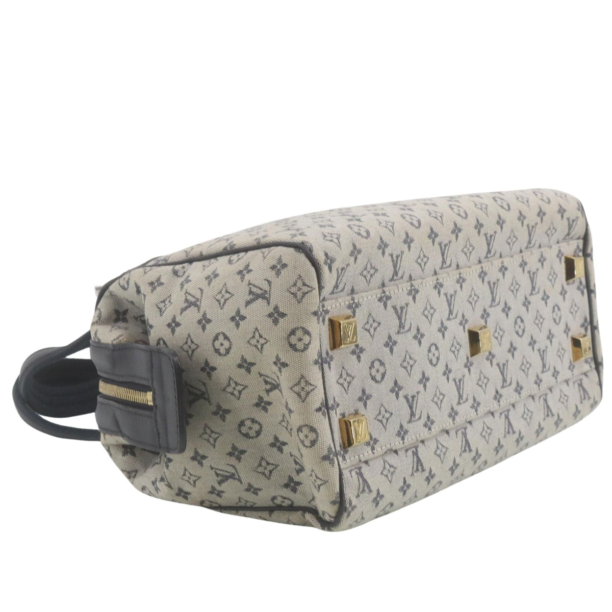 Louis Vuitton Monogram Mini Lin – Bolso Bowling de lona azul marino y beige