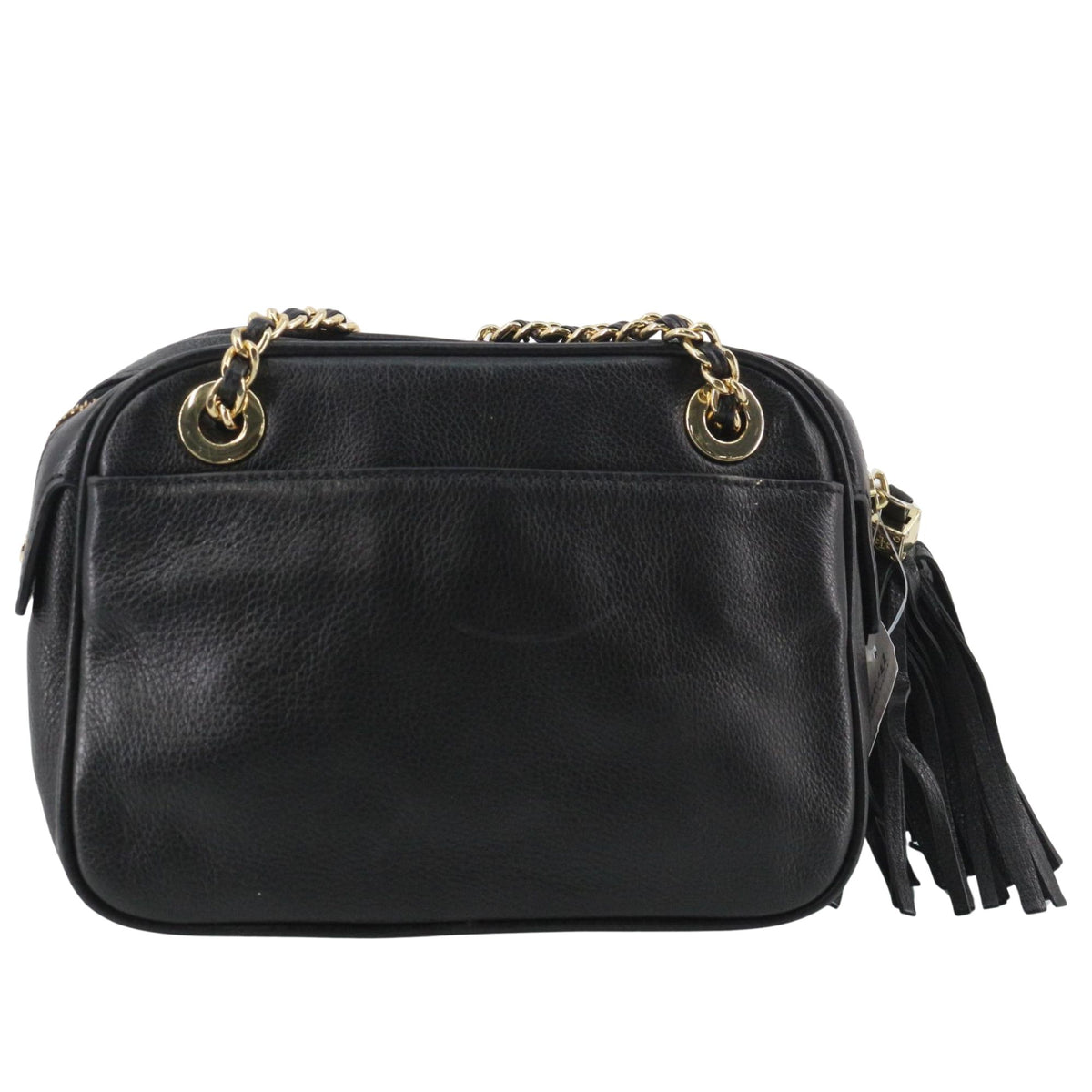 Bolso Tory Burch Negro de Piel con Cadena Dorada y Borla | 22 cm