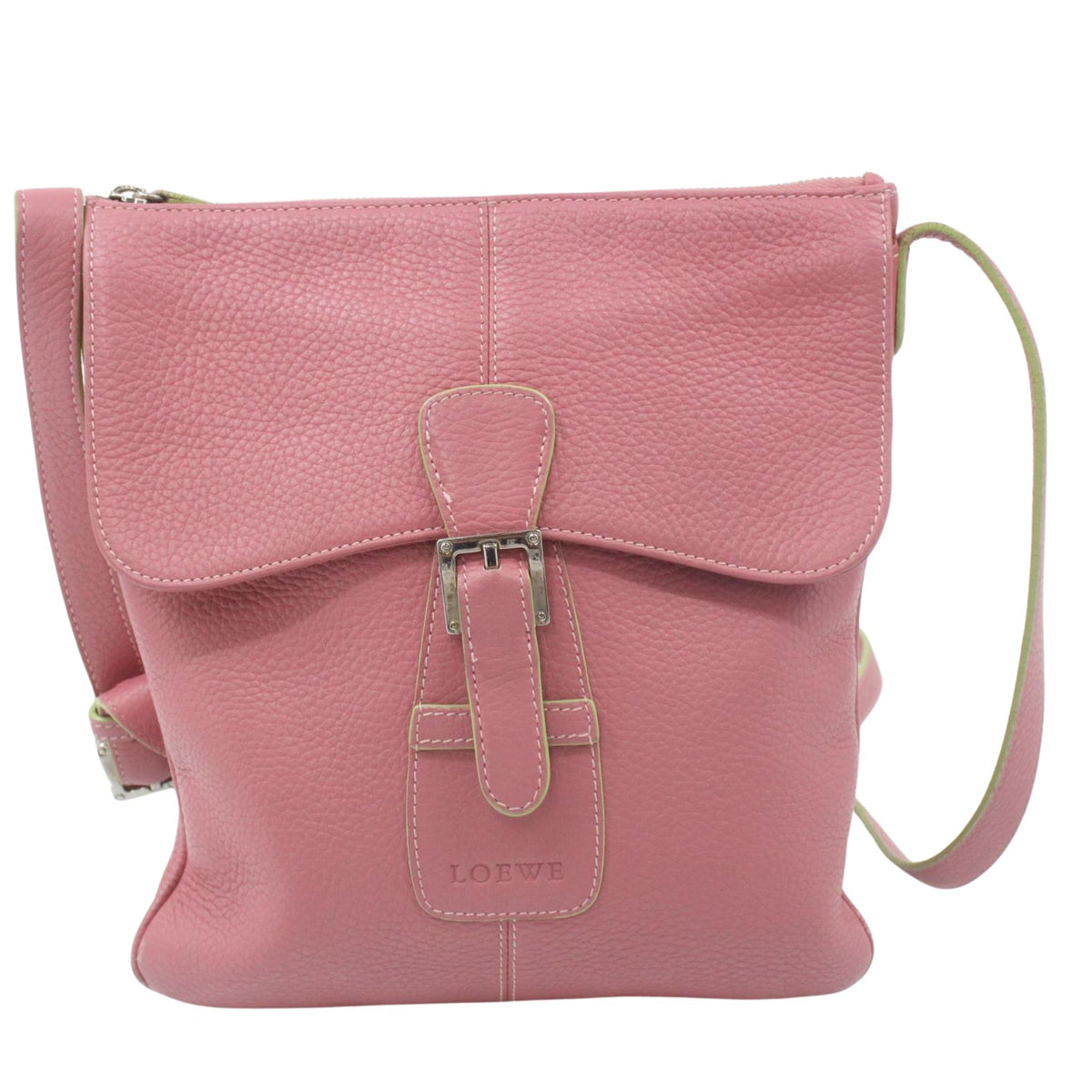 Loewe – Bolso bandolera de piel rosa con solapa y cierre metálico
