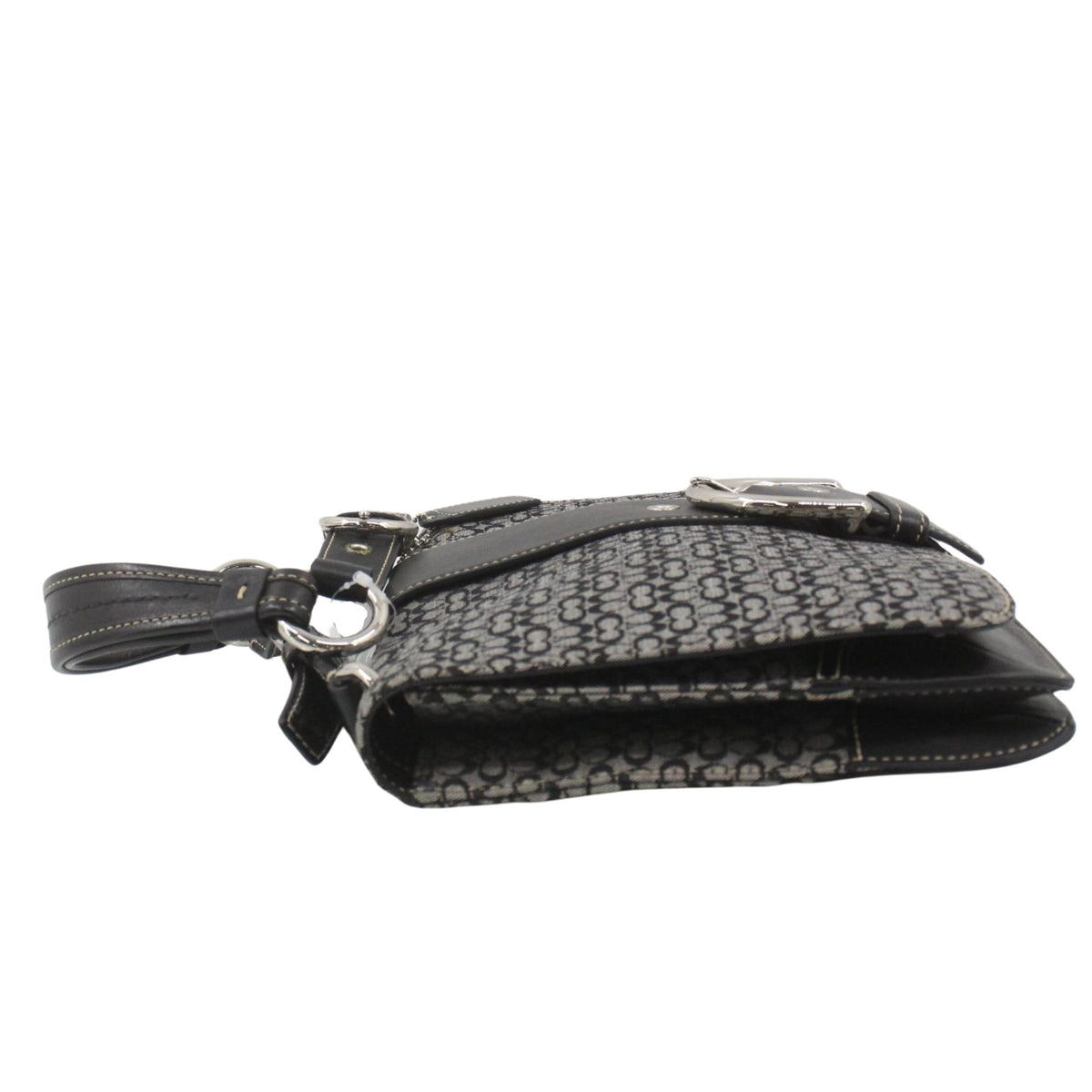 Coach Signature – Bolso de hombro con monograma en jacquard gris y negro y piel