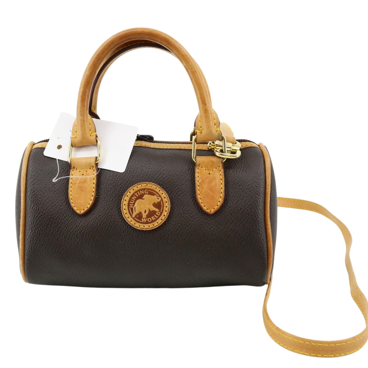 Hunting World Sporting World – Mini bolso bowling marrón con piel natural y bandolera
