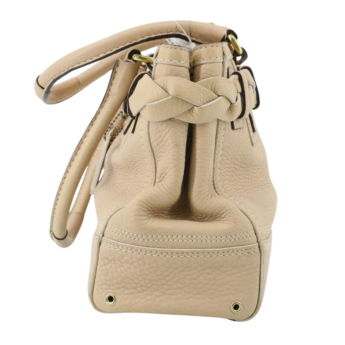 Coach Hamptons Braided Vintage – Bolso de piel beige con trenzado y herrajes dorados