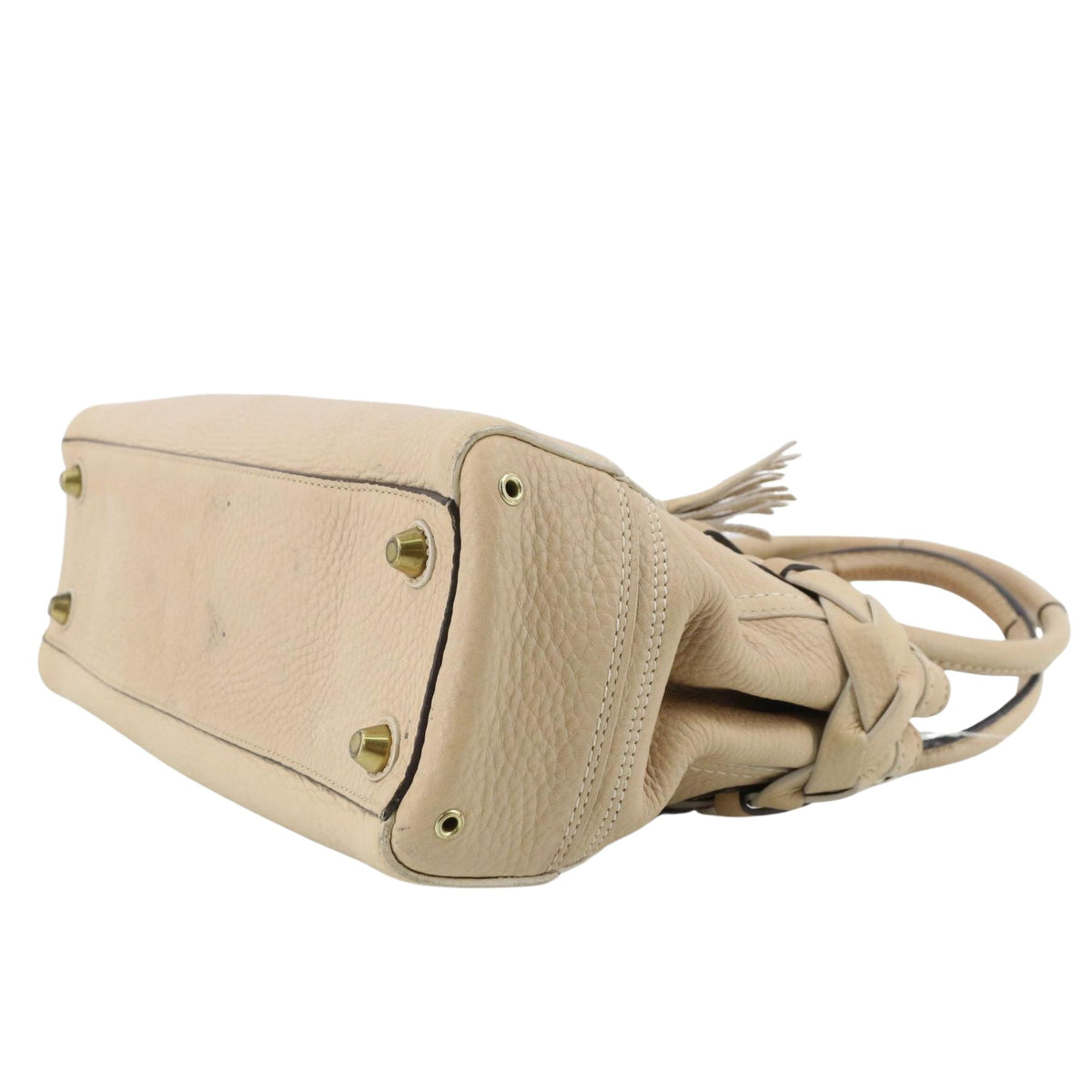 Coach Hamptons Braided Vintage – Bolso de piel beige con trenzado y herrajes dorados