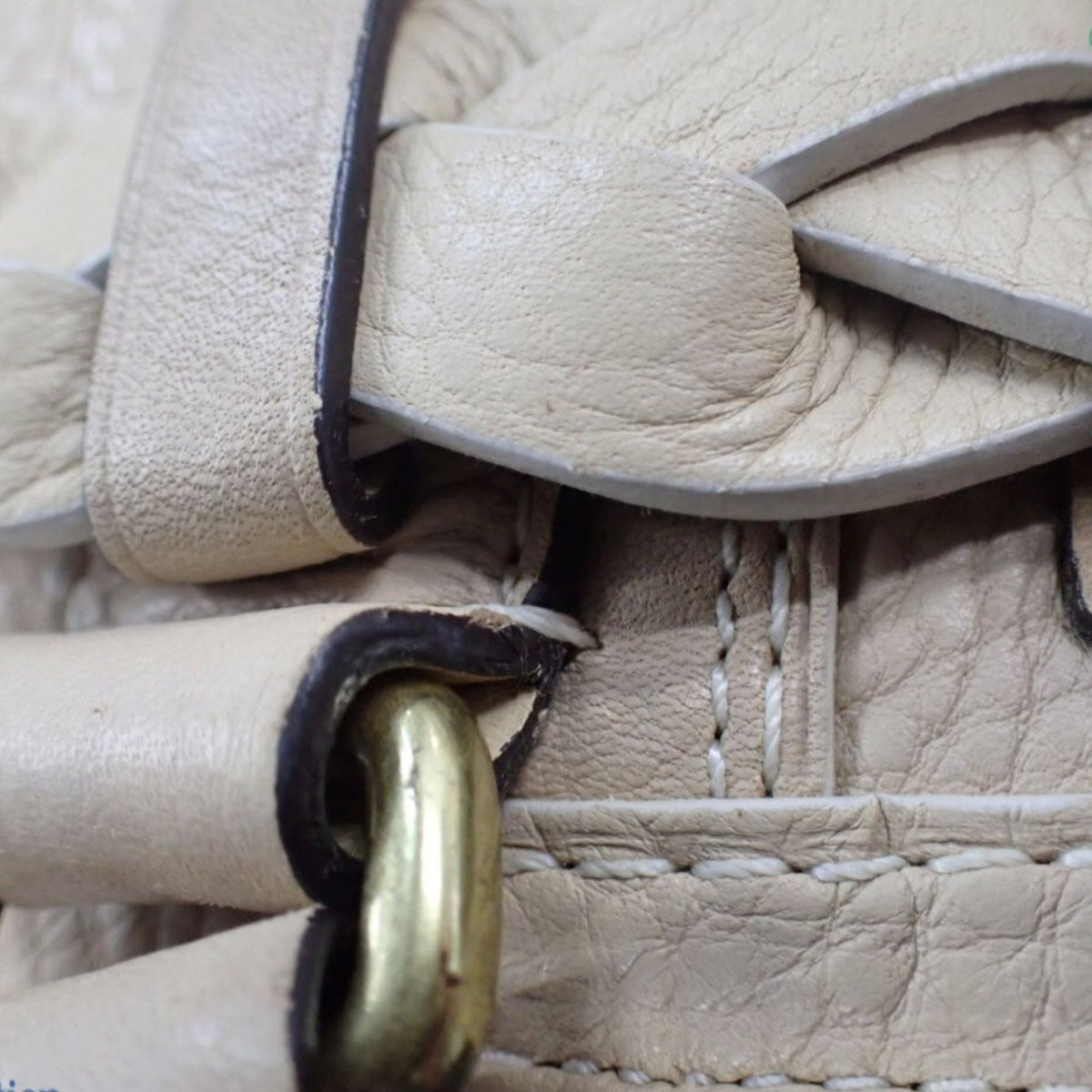 Coach Hamptons Braided Vintage – Bolso de piel beige con trenzado y herrajes dorados