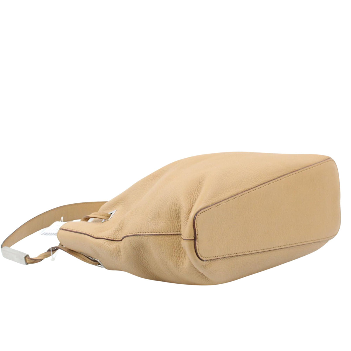 Bally – Bolso de hombro de piel beige camel con detalles metálicos plateados