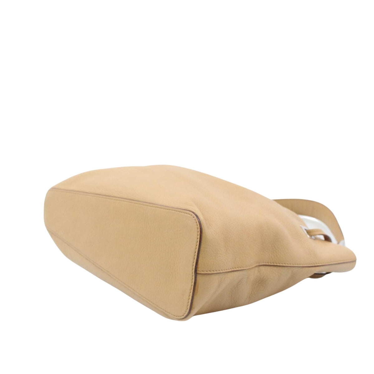 Bally – Bolso de hombro de piel beige camel con detalles metálicos plateados