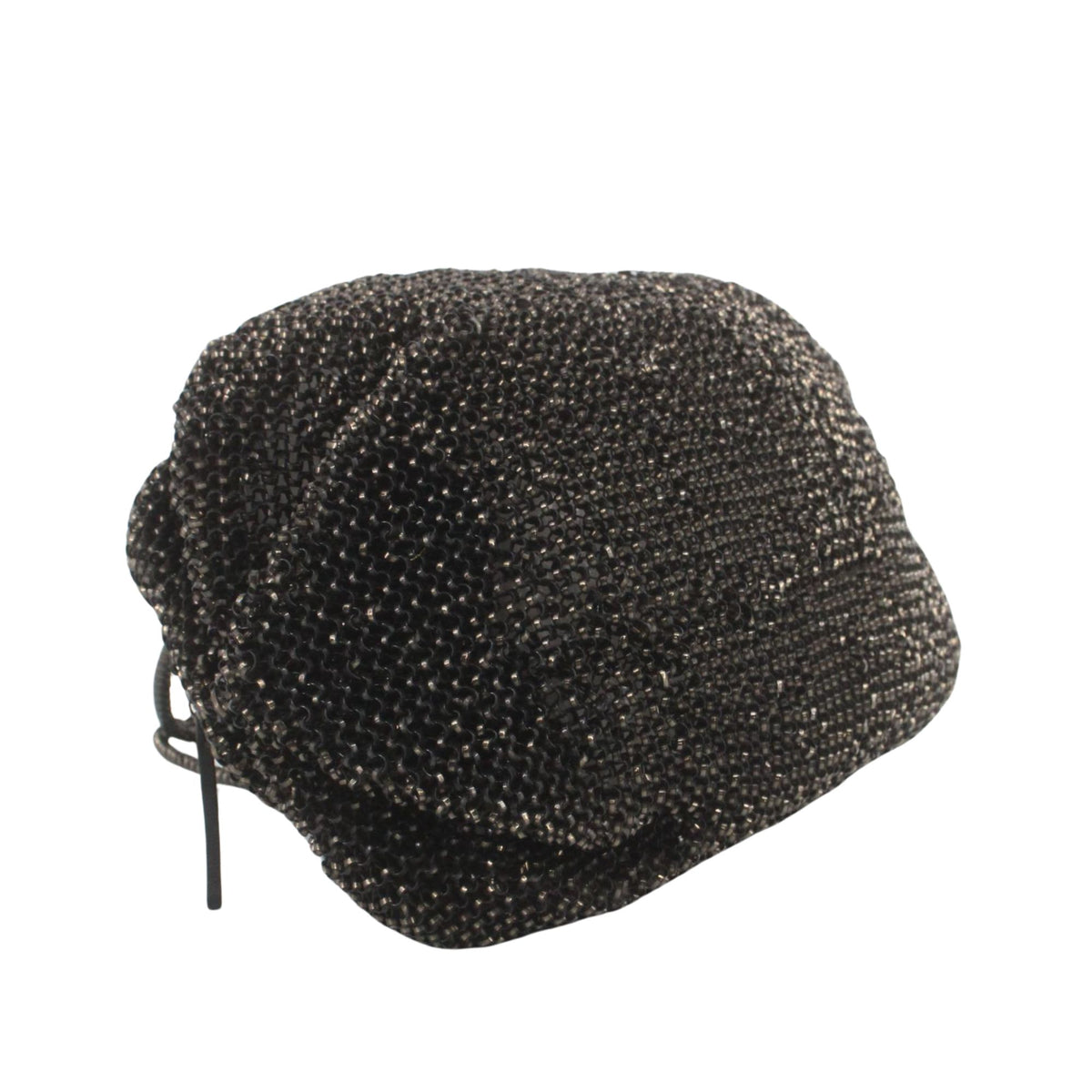 ANTEPRIMA – Bolso de malla metálica negra con diseño fruncido y asas largas