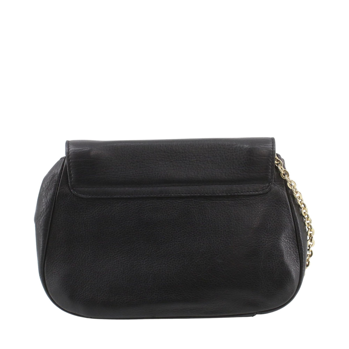 See by Chloé – Bolso bandolera de piel negra con cadena dorada y solapa